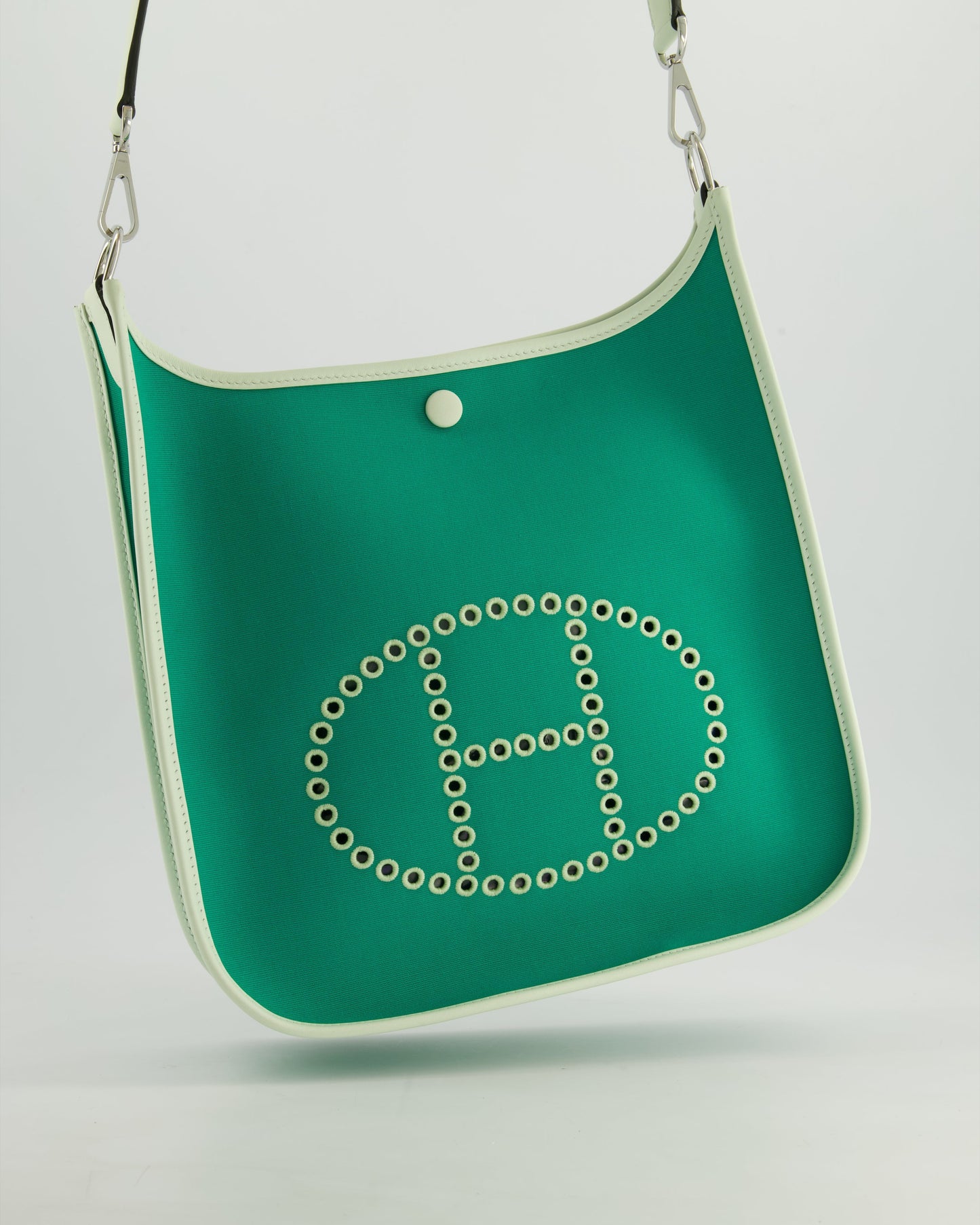 *NEW STYLE* The Elite Bags Neo Evelyne 29cm in Menthe Canvas, Bleu Azteque Interior & Vert Fizz Swift Leather with Palladium Hardware
