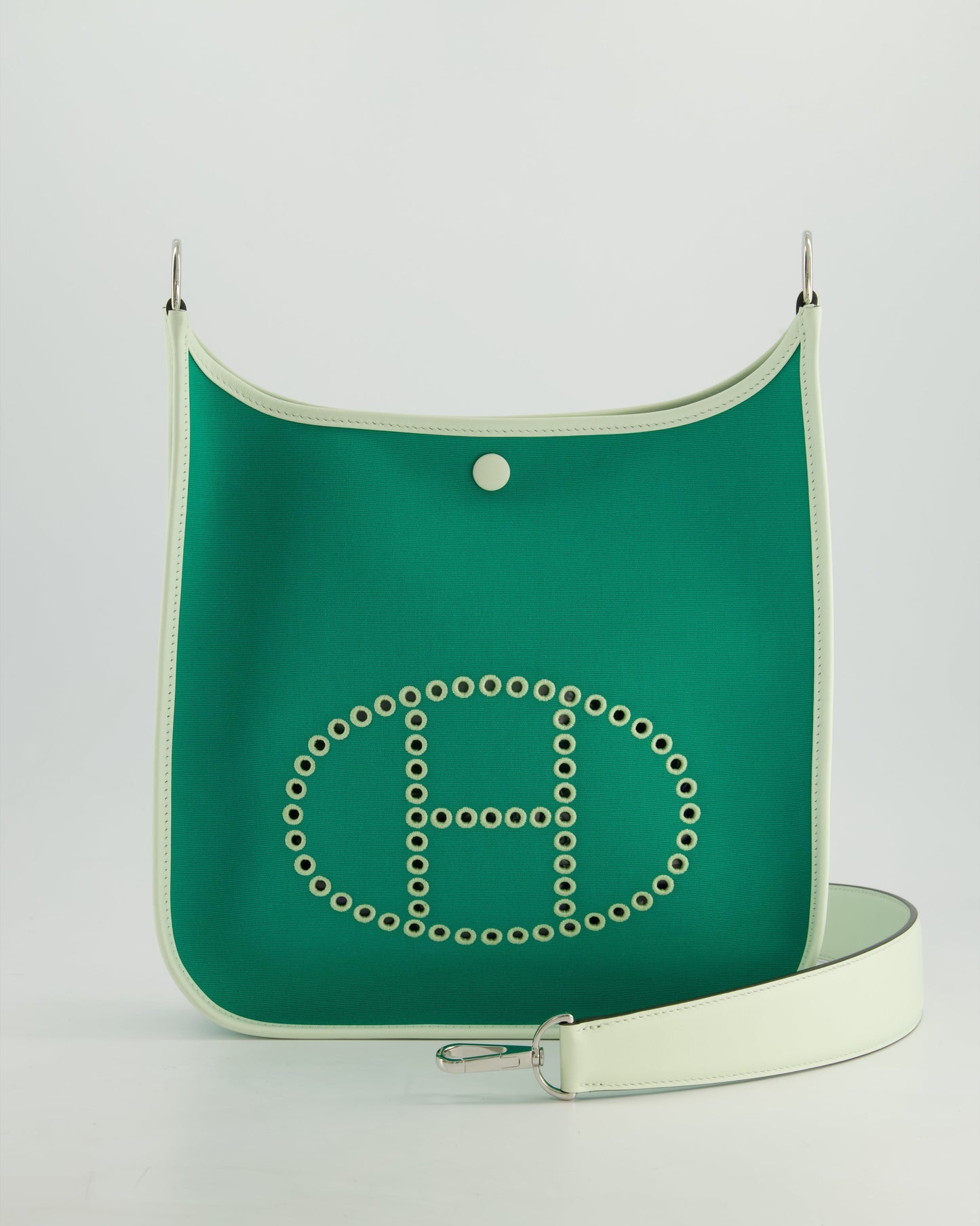 *NEW STYLE* The Elite Bags Neo Evelyne 29cm in Menthe Canvas, Bleu Azteque Interior & Vert Fizz Swift Leather with Palladium Hardware
