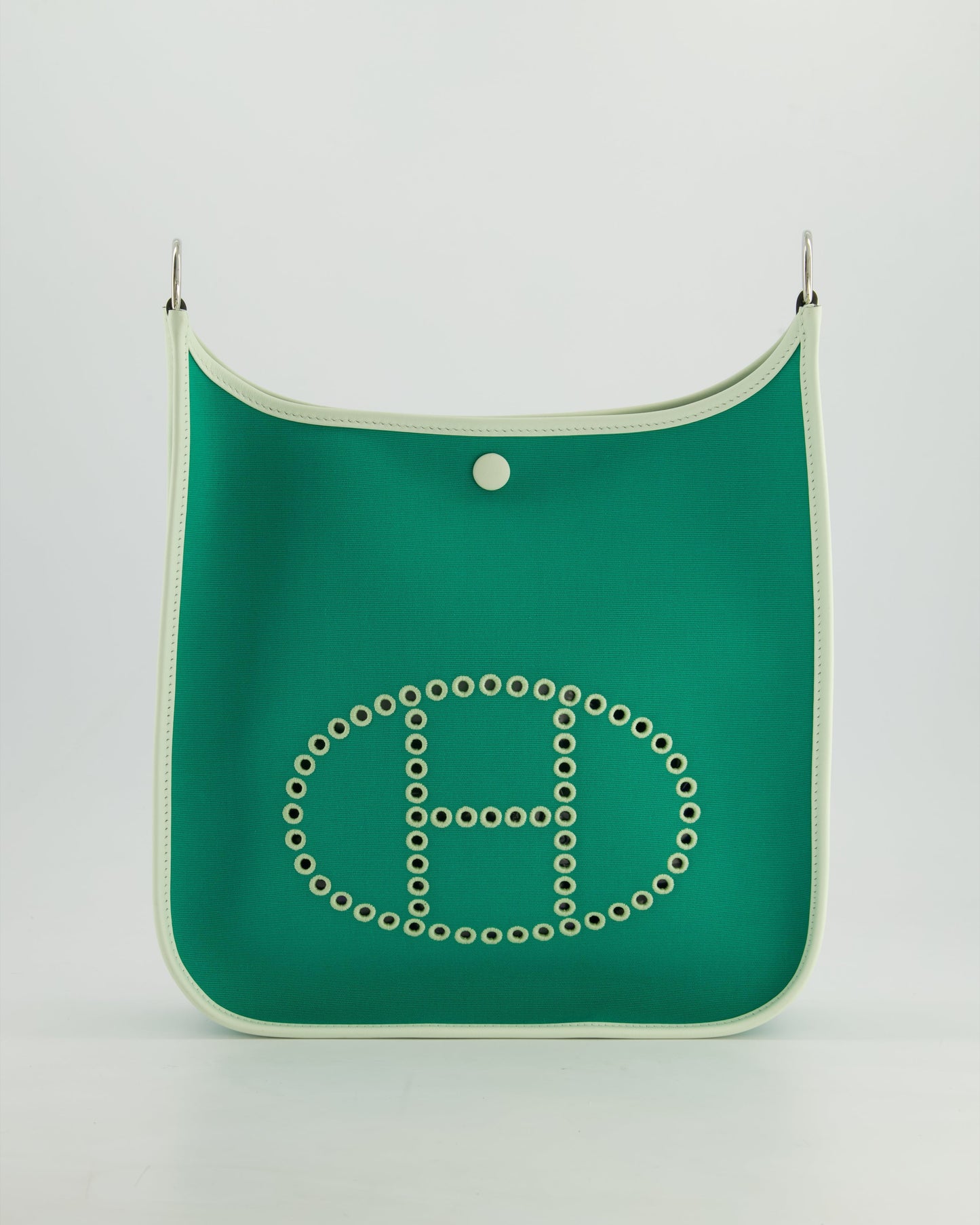 *NEW STYLE* The Elite Bags Neo Evelyne 29cm in Menthe Canvas, Bleu Azteque Interior & Vert Fizz Swift Leather with Palladium Hardware
