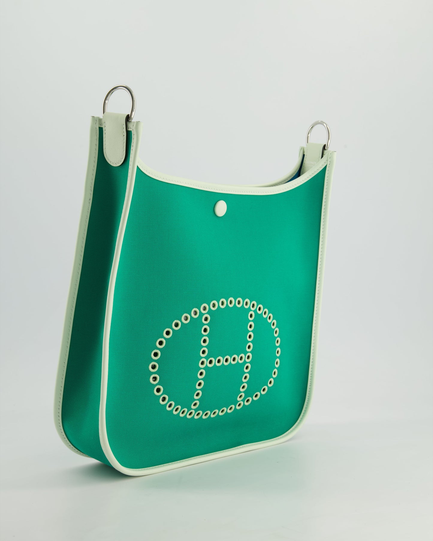 *NEW STYLE* The Elite Bags Neo Evelyne 29cm in Menthe Canvas, Bleu Azteque Interior & Vert Fizz Swift Leather with Palladium Hardware