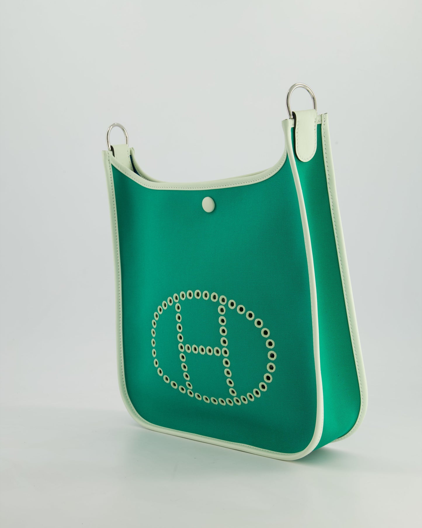 *NEW STYLE* The Elite Bags Neo Evelyne 29cm in Menthe Canvas, Bleu Azteque Interior & Vert Fizz Swift Leather with Palladium Hardware