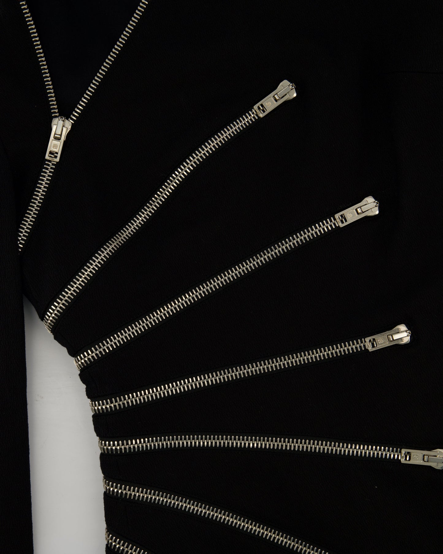 Alexander Wang Black Long-Sleeve Mini Dress with Silver Zip Detail Size US 0 (UK 4)