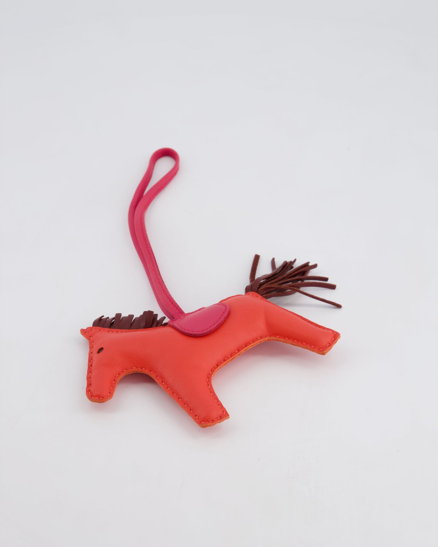 Hermès Rodeo MM Bag Charm in Rose Jaipur, Rouge Sellier, Framboise Milo and Swift Leather