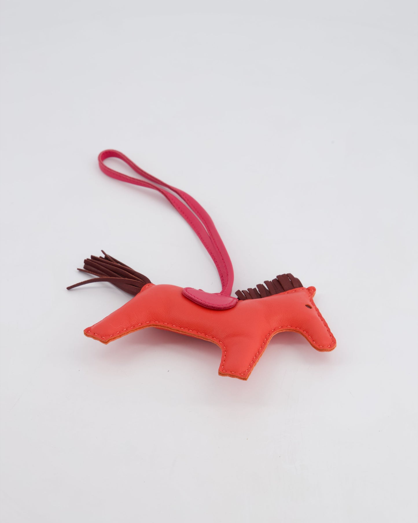 Hermès Rodeo MM Bag Charm in Rose Jaipur, Rouge Sellier, Framboise Milo and Swift Leather