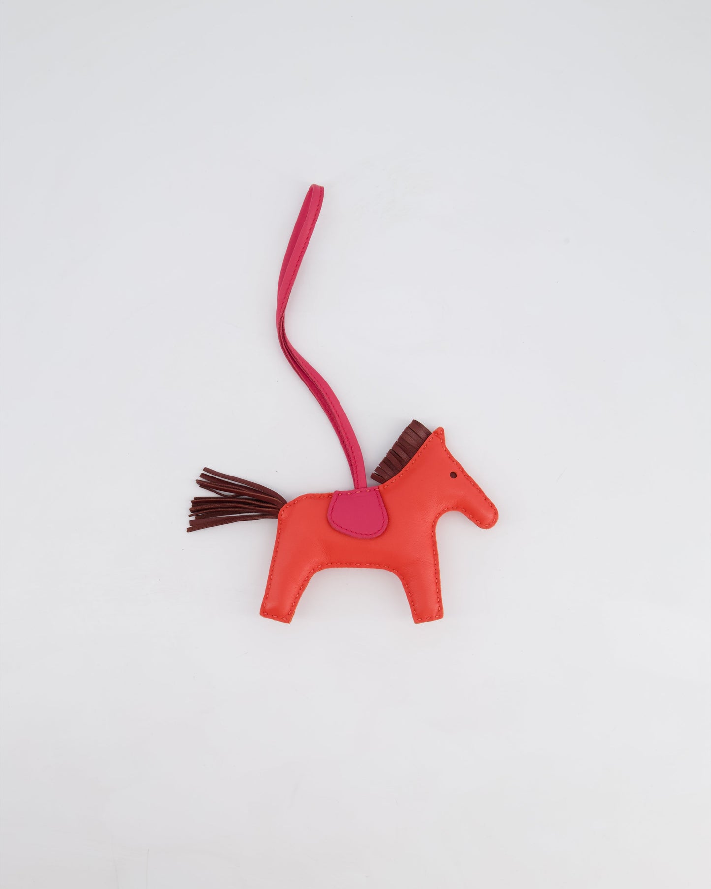 Hermès Rodeo MM Bag Charm in Rose Jaipur, Rouge Sellier, Framboise Milo and Swift Leather