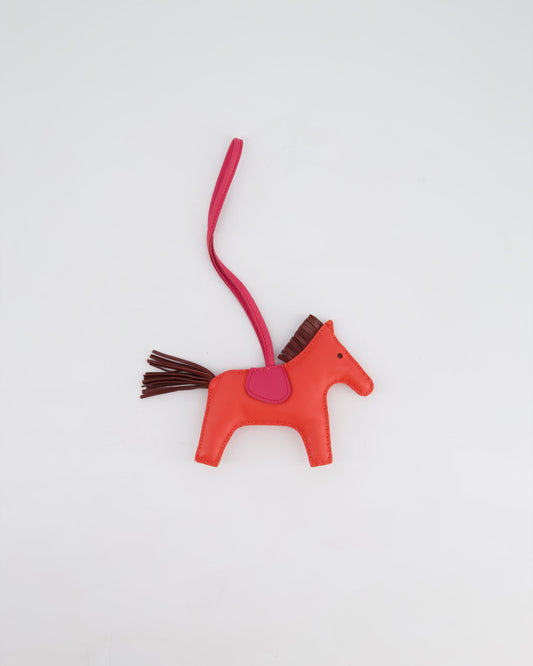 Hermès Rodeo MM Bag Charm in Rose Jaipur, Rouge Sellier, Framboise Milo and Swift Leather