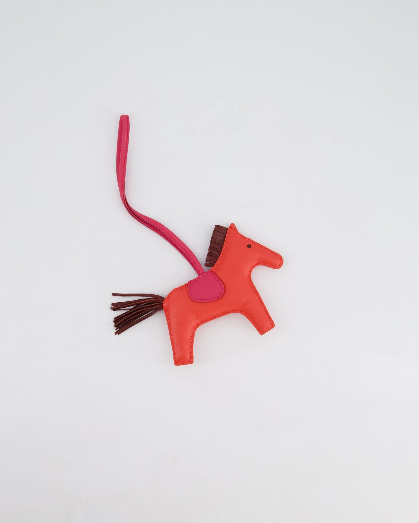 Hermès Rodeo MM Bag Charm in Rose Jaipur, Rouge Sellier, Framboise Milo and Swift Leather