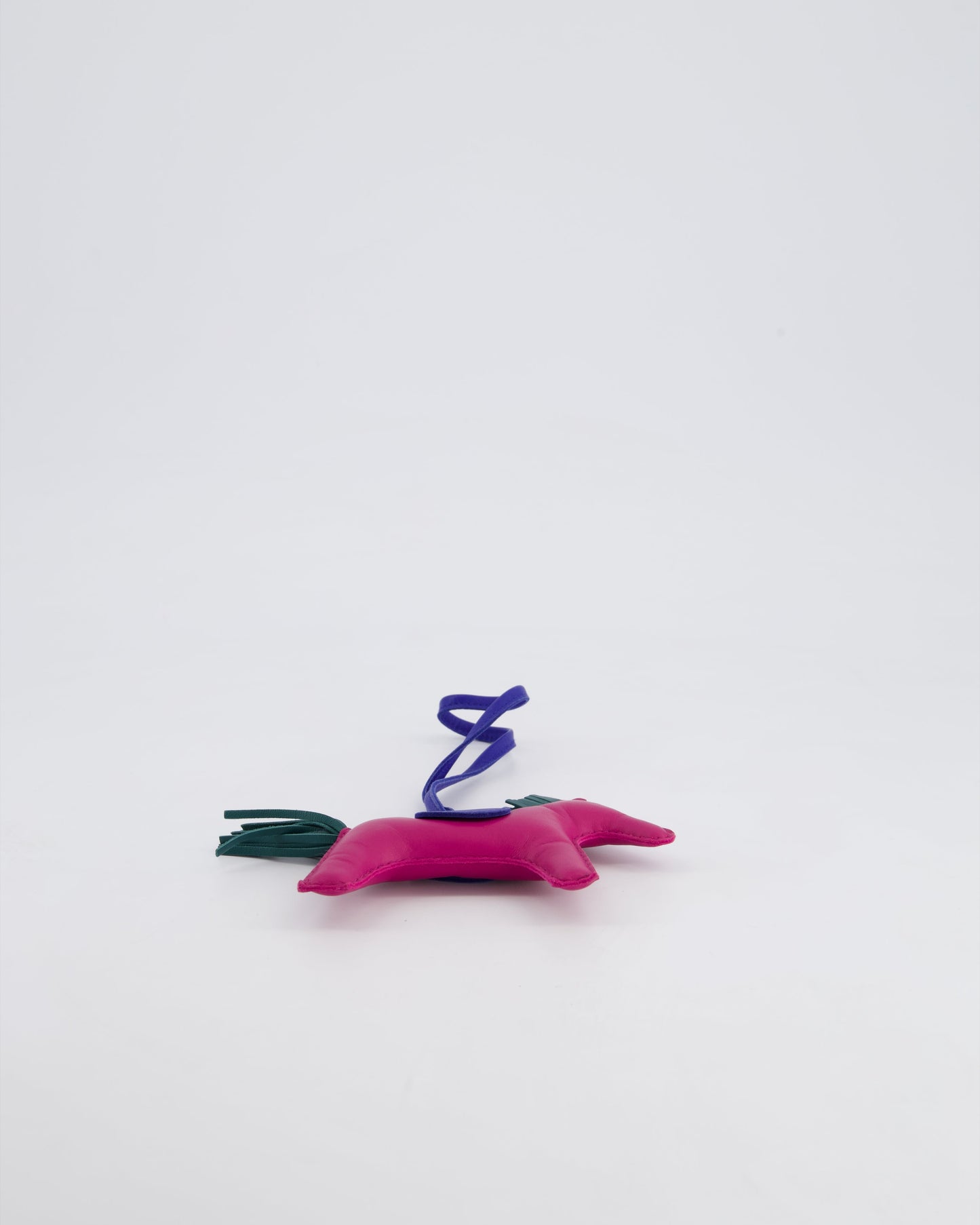 Hermès Grigri Rodeo MM Bag Charm in Rose Pourpre, Malachite & Bleu Electrique Milo Leather RRP £540
