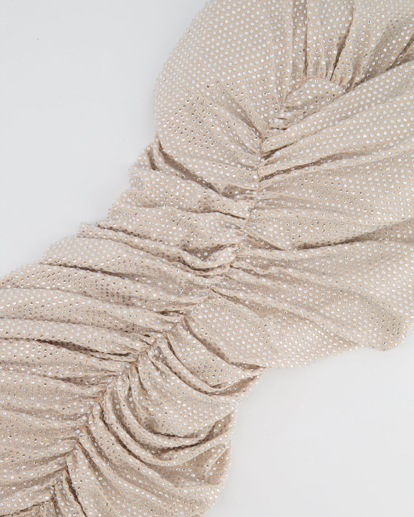 Alexandre Vauthier Beige Asymmetric Crystal Embellished Gown Dress Size FR 40 (UK 12) RRP £5,700