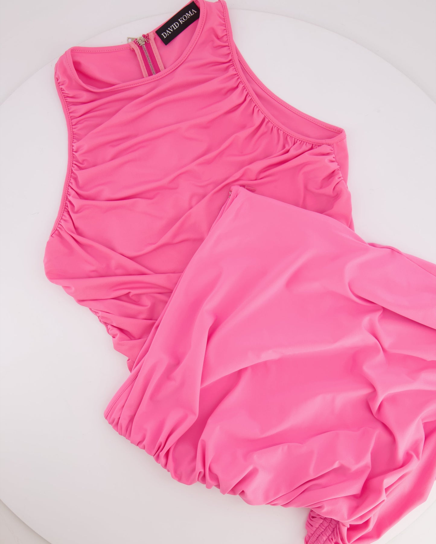 David Koma Pink Sleeveless Top and Mini Ruched Skirt Set Size UK 10 RRP £1,200