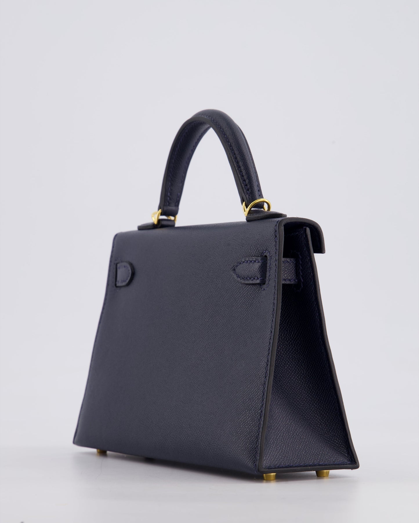 *RARE* Herm�s Mini Kelly II 20 Bag in Bleu Nuit Madame Leather with Gold Hardware