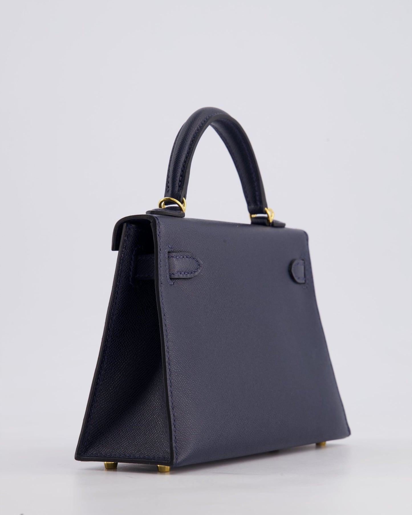 *RARE* Herm�s Mini Kelly II 20 Bag in Bleu Nuit Madame Leather with Gold Hardware