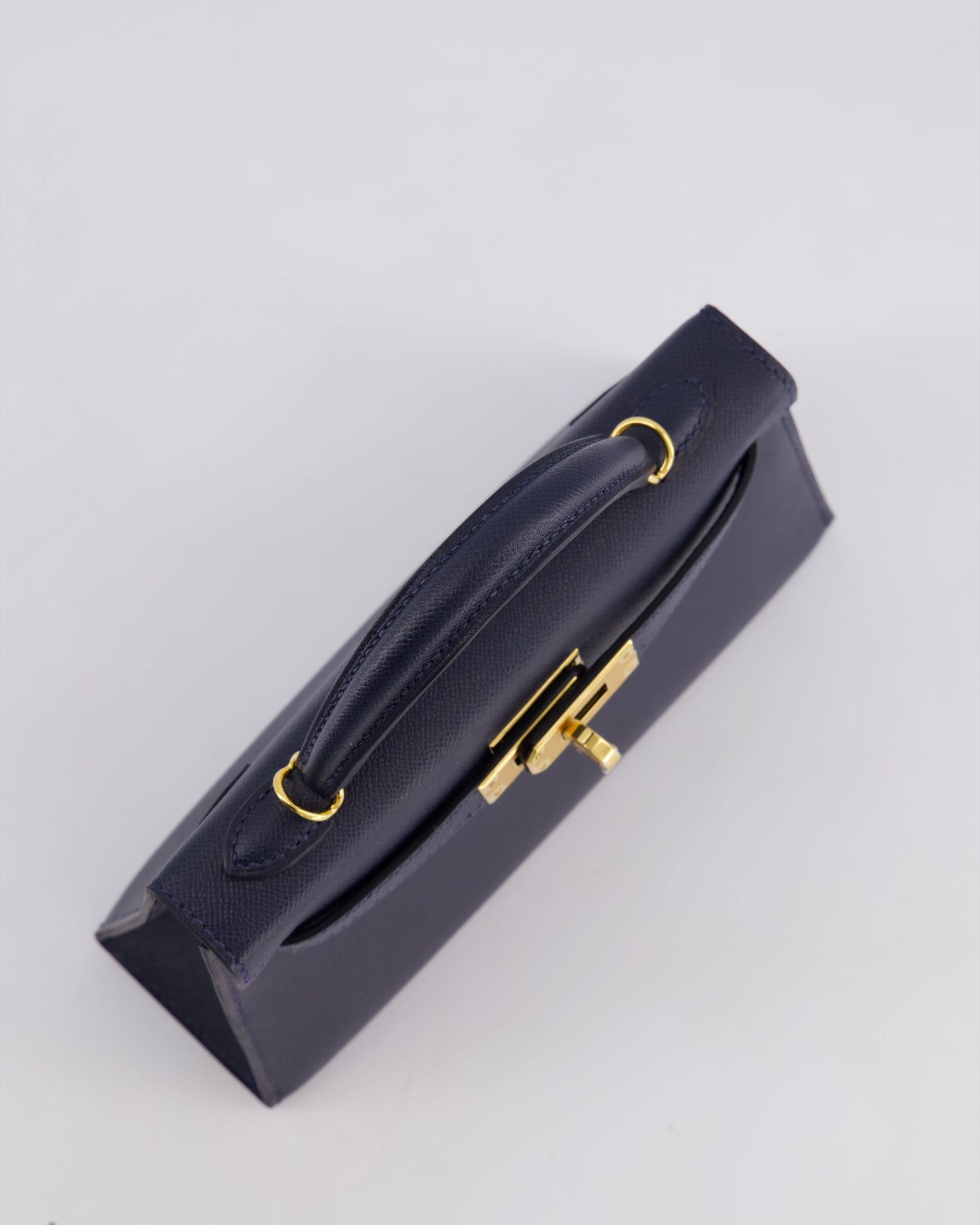 *RARE* Herm�s Mini Kelly II 20 Bag in Bleu Nuit Madame Leather with Gold Hardware