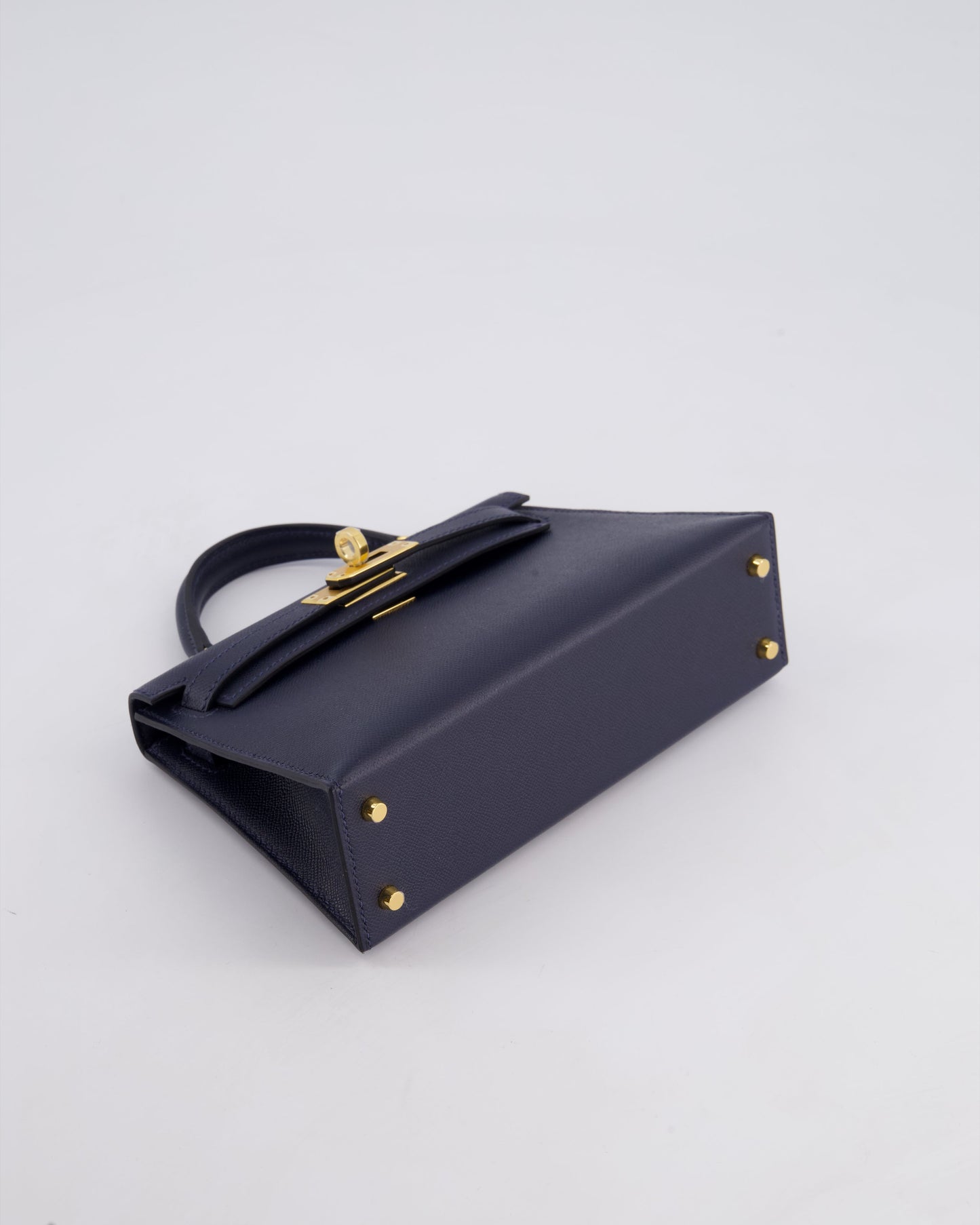 *RARE* Herm�s Mini Kelly II 20 Bag in Bleu Nuit Madame Leather with Gold Hardware