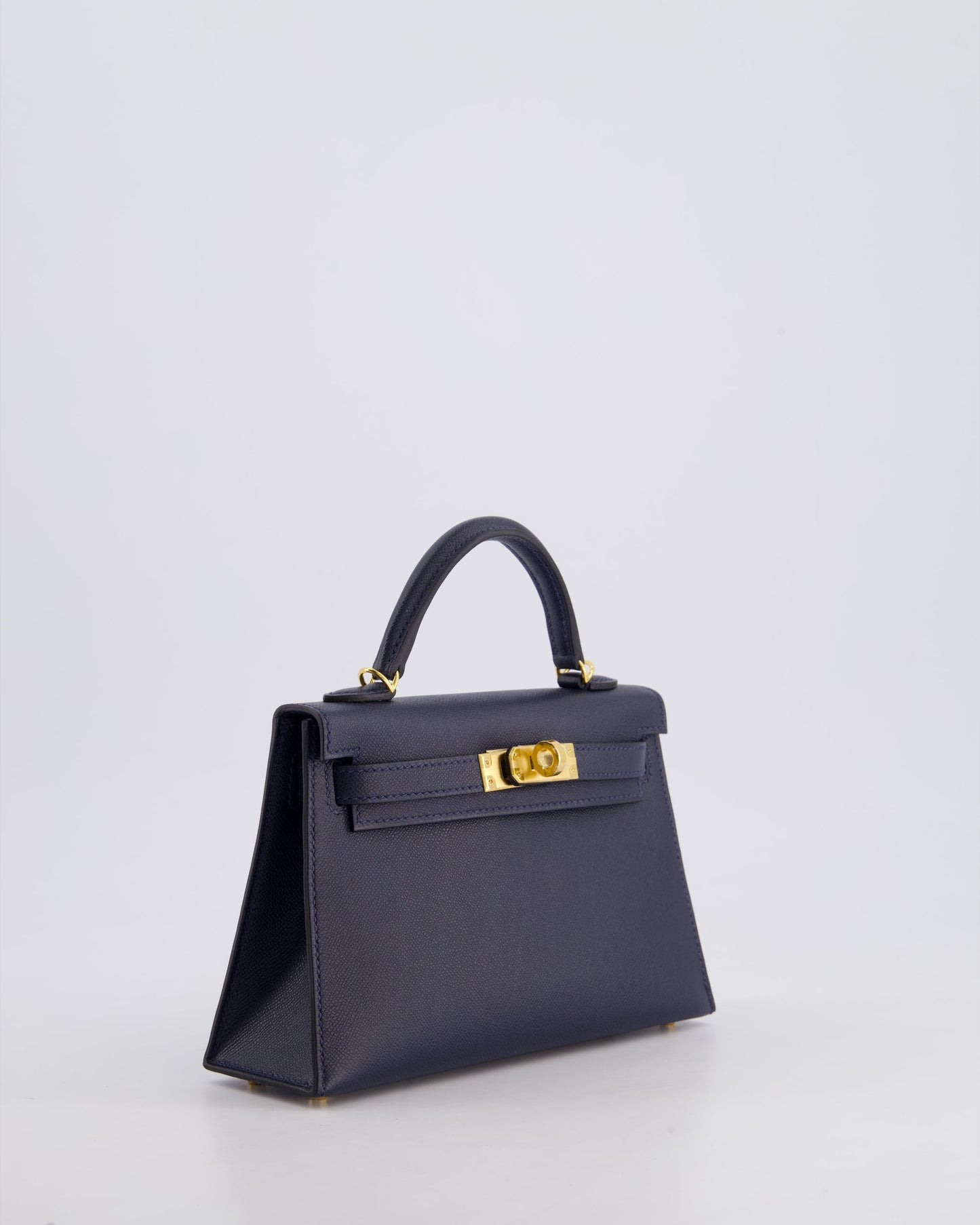 *RARE* Herm�s Mini Kelly II 20 Bag in Bleu Nuit Madame Leather with Gold Hardware