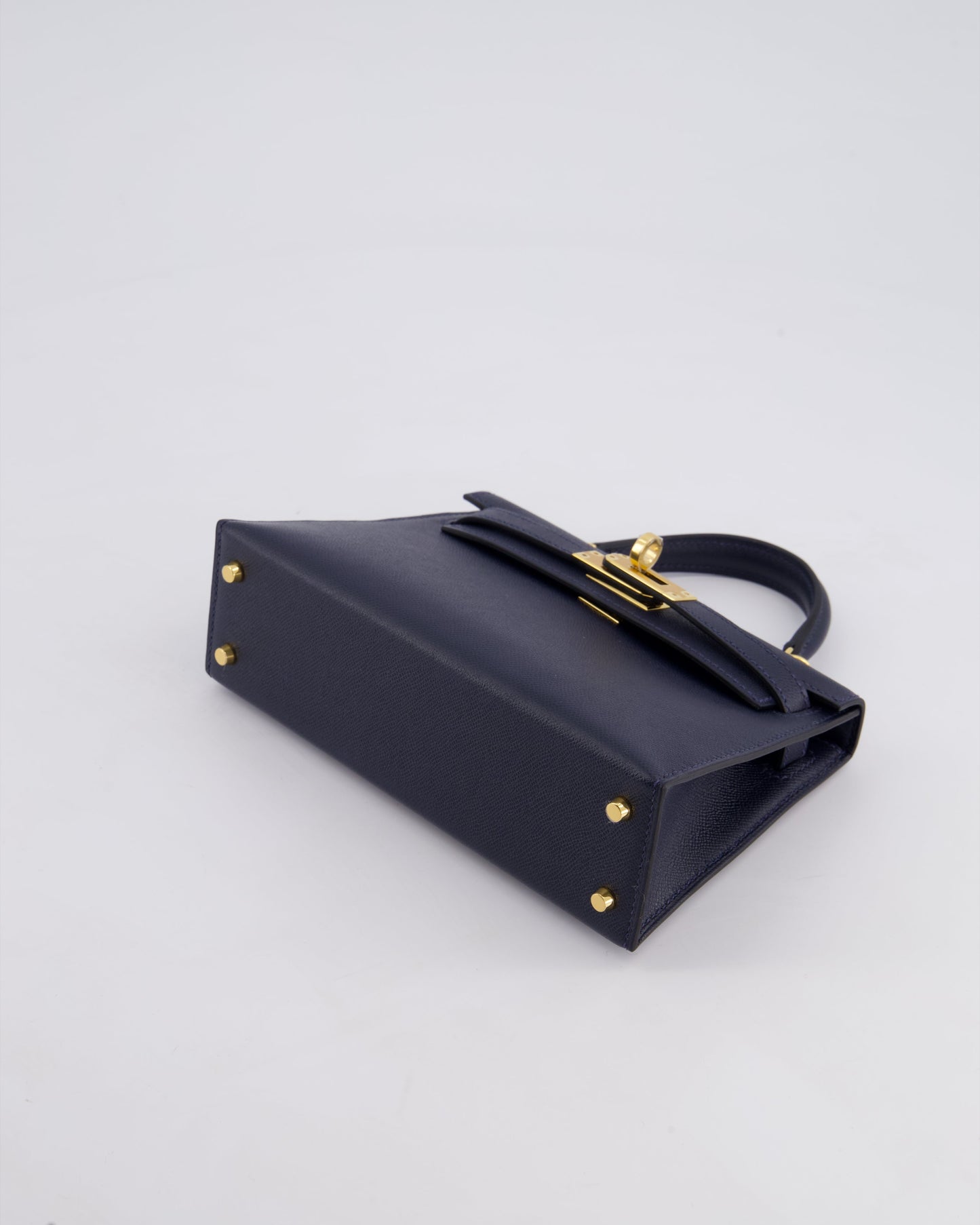 *RARE* Herm�s Mini Kelly II 20 Bag in Bleu Nuit Madame Leather with Gold Hardware