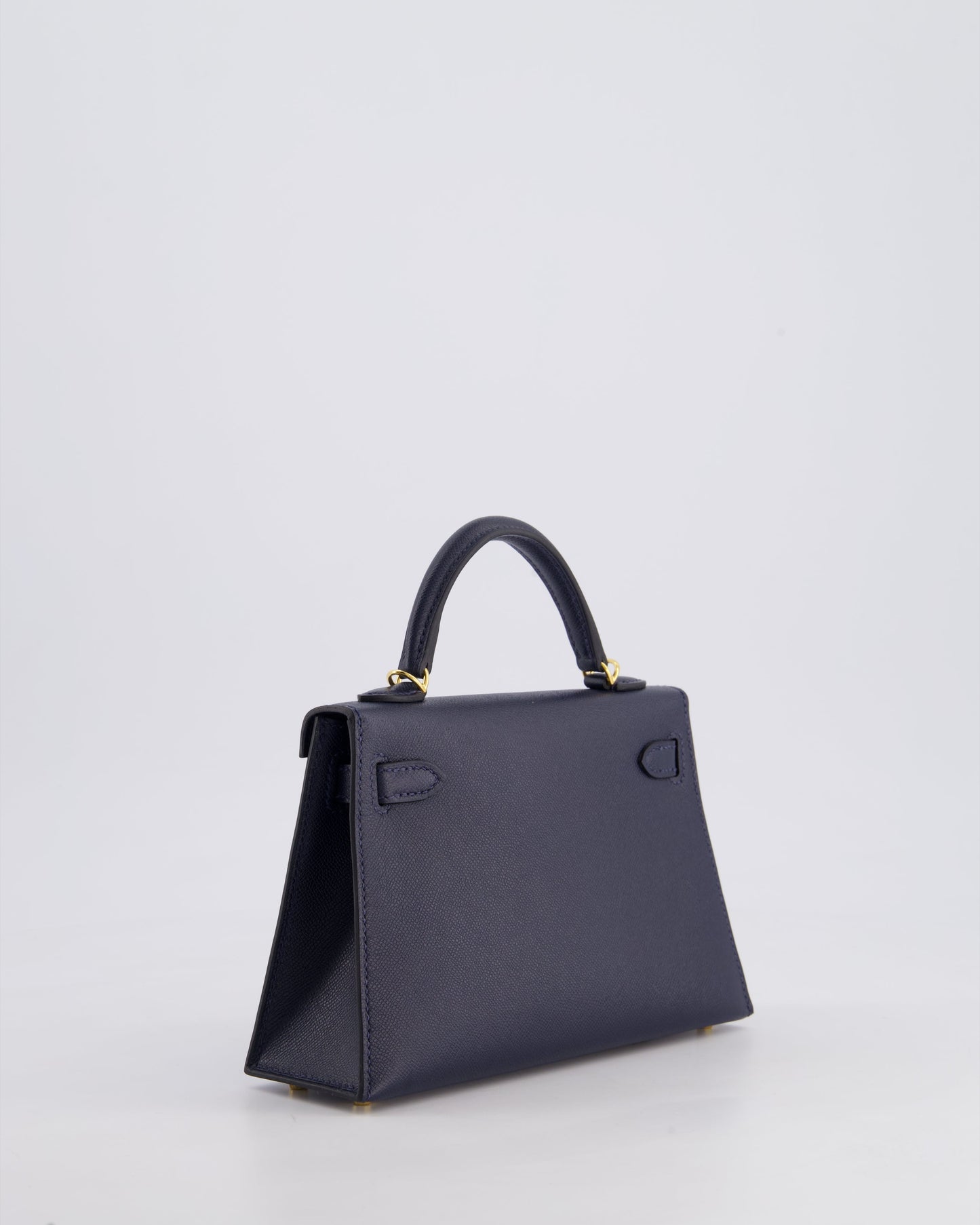 *RARE* Herm�s Mini Kelly II 20 Bag in Bleu Nuit Madame Leather with Gold Hardware