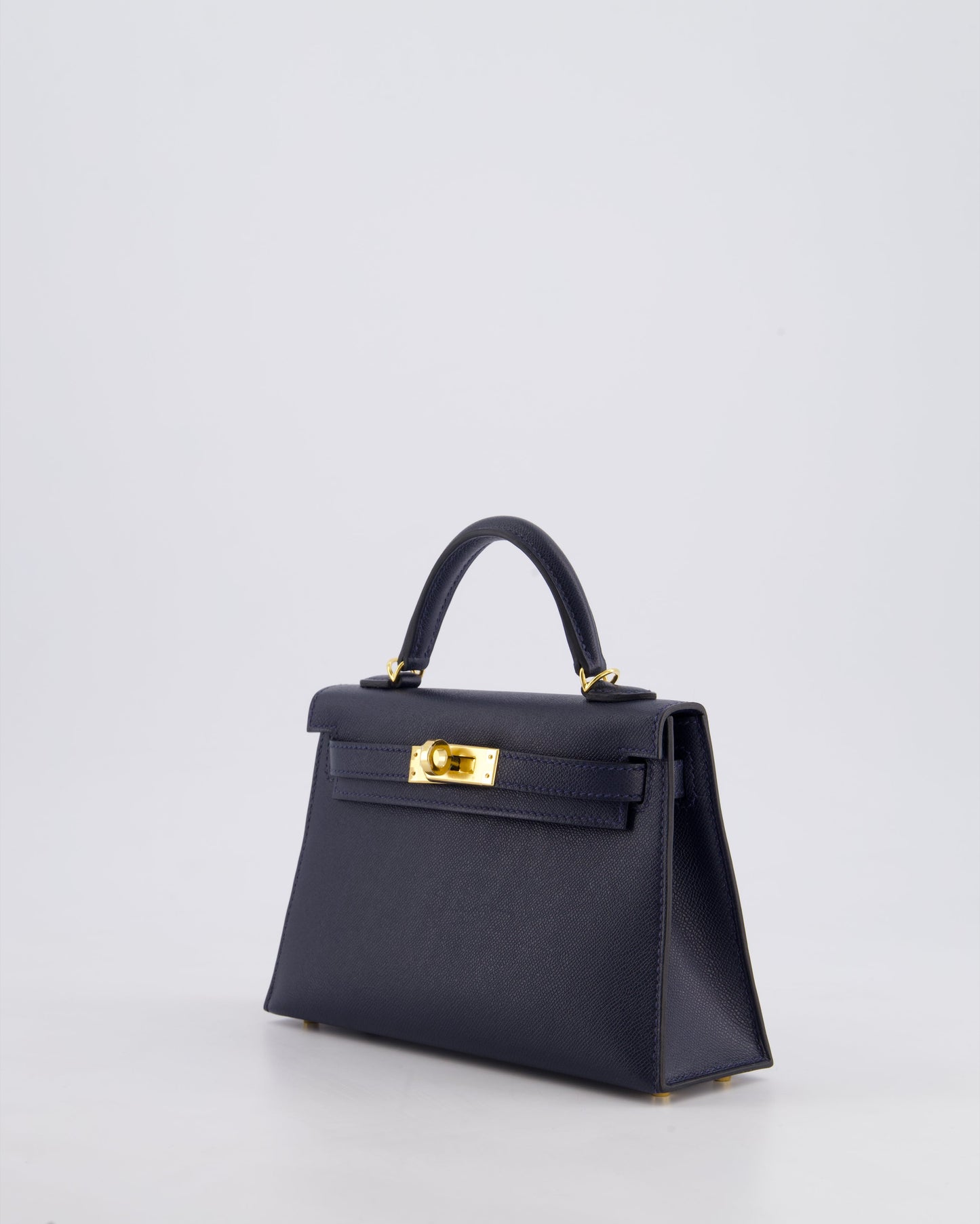 *RARE* Herm�s Mini Kelly II 20 Bag in Bleu Nuit Madame Leather with Gold Hardware