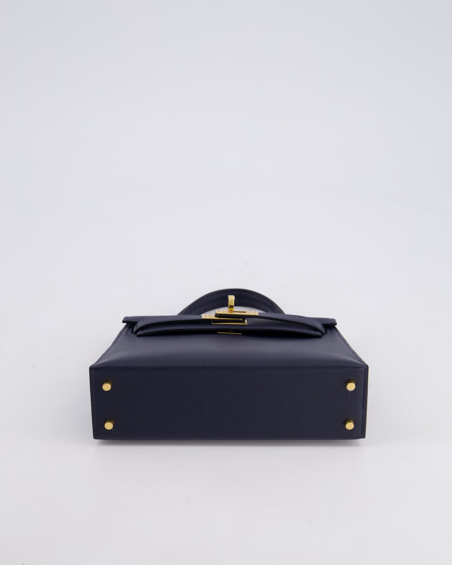 *RARE* Herm�s Mini Kelly II 20 Bag in Bleu Nuit Madame Leather with Gold Hardware