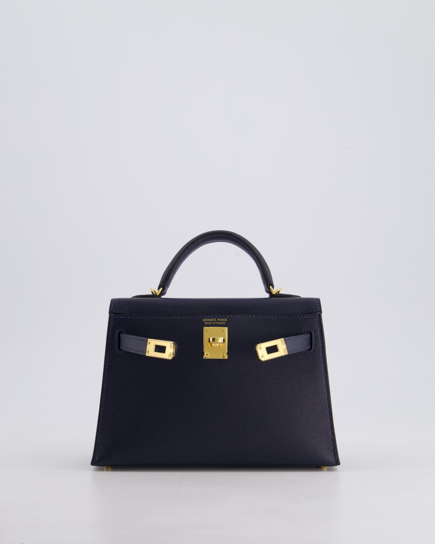 *RARE* Herm�s Mini Kelly II 20 Bag in Bleu Nuit Madame Leather with Gold Hardware