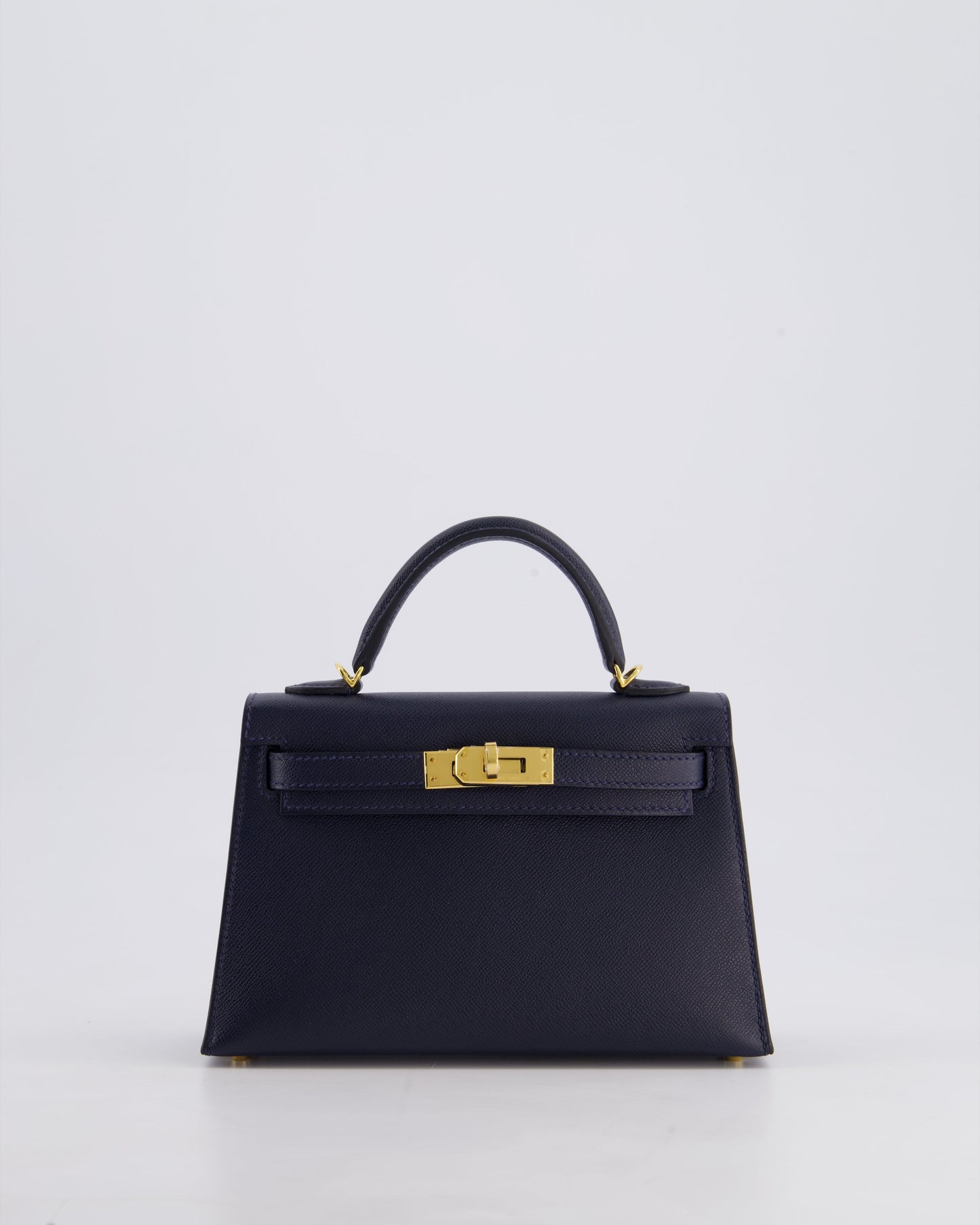 *RARE* Herm�s Mini Kelly II 20 Bag in Bleu Nuit Madame Leather with Gold Hardware