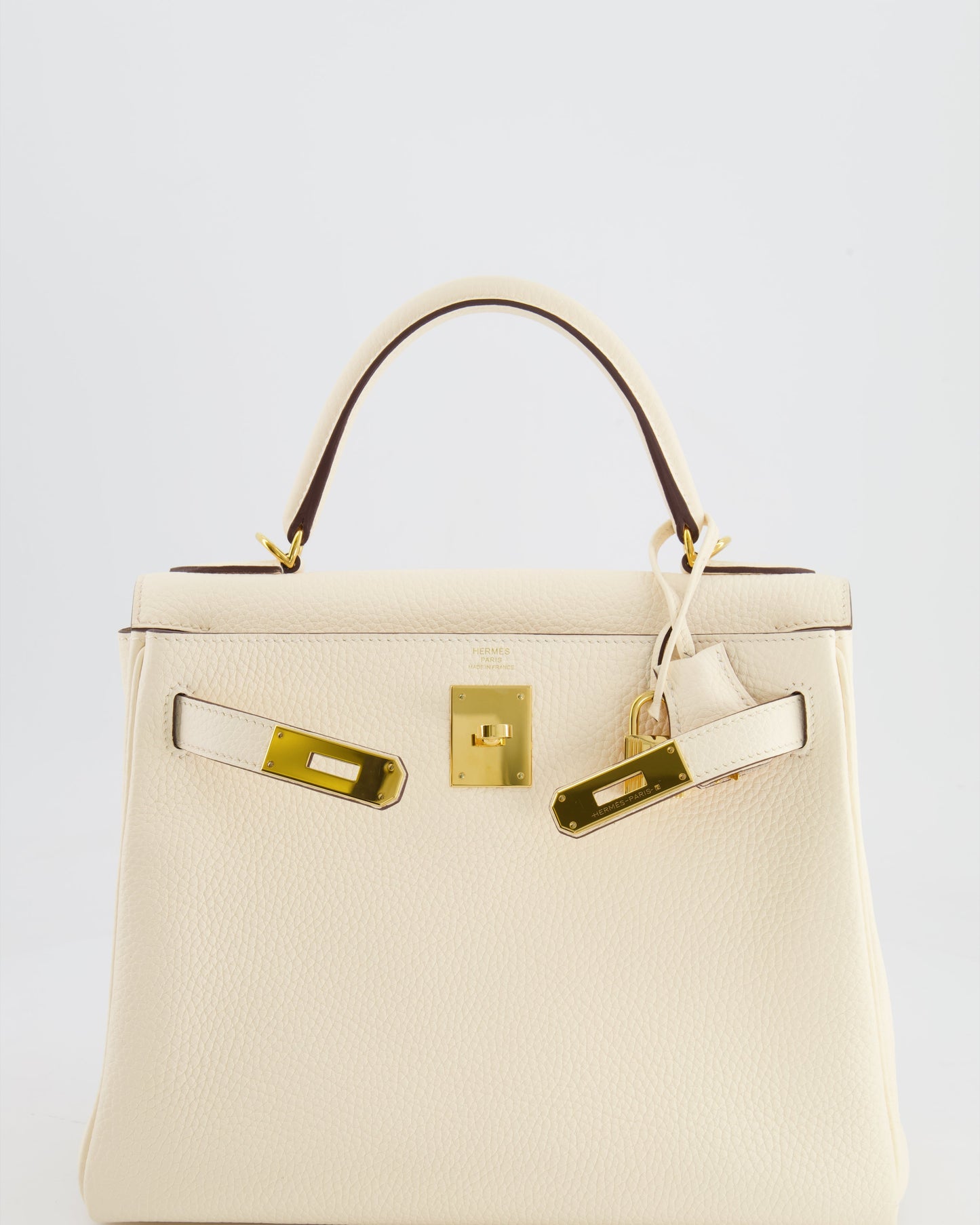 Herm�s Kelly 28 Retourne Bag in Nata Clemence Leather with Gold Hardware