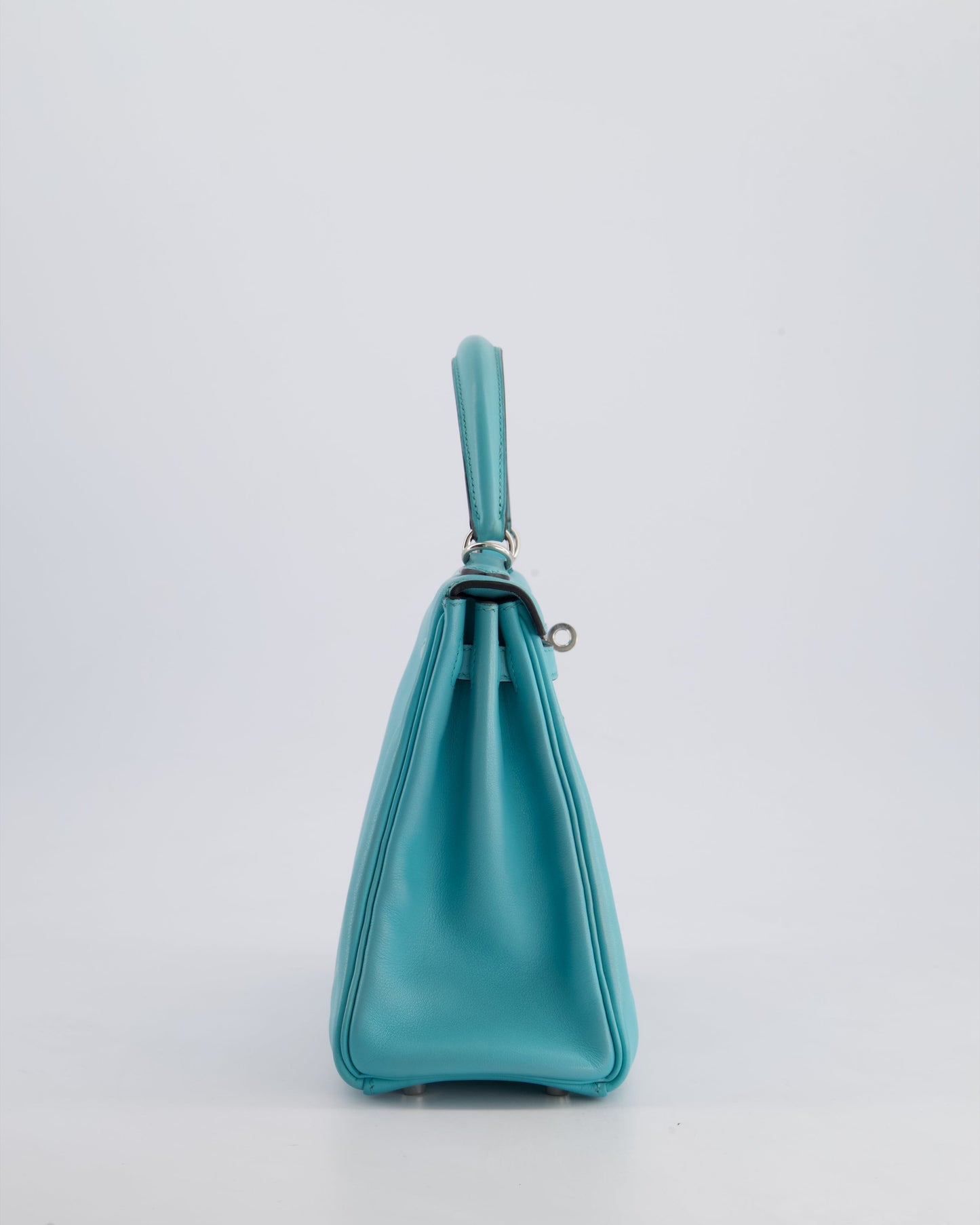 Herm�s Kelly 25 Retourne Bag in Bleu Atoll Swift Leather with Palladium Hardware