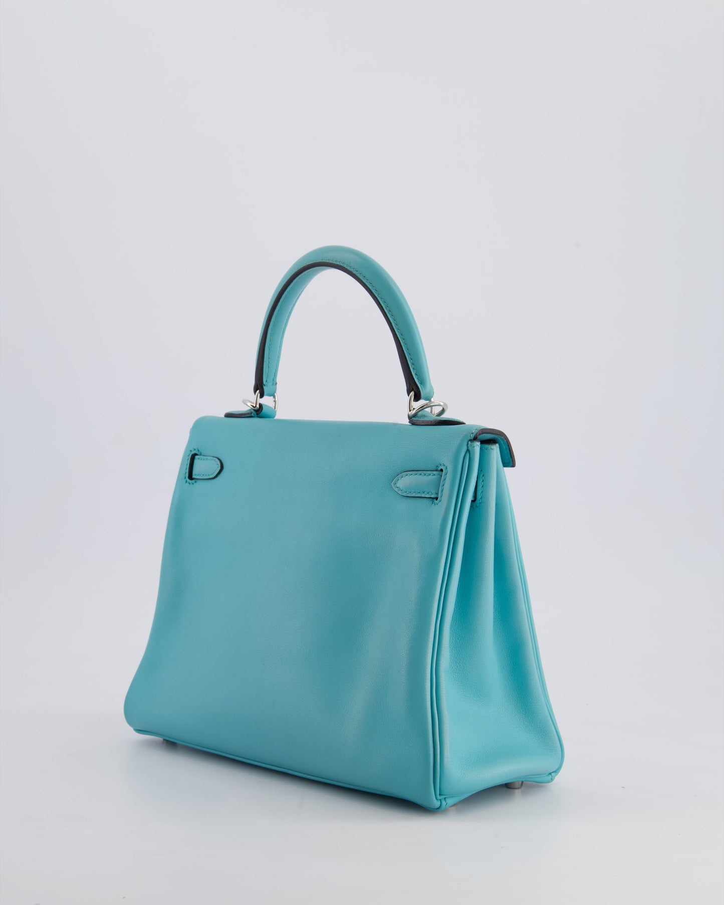 Herm�s Kelly 25 Retourne Bag in Bleu Atoll Swift Leather with Palladium Hardware