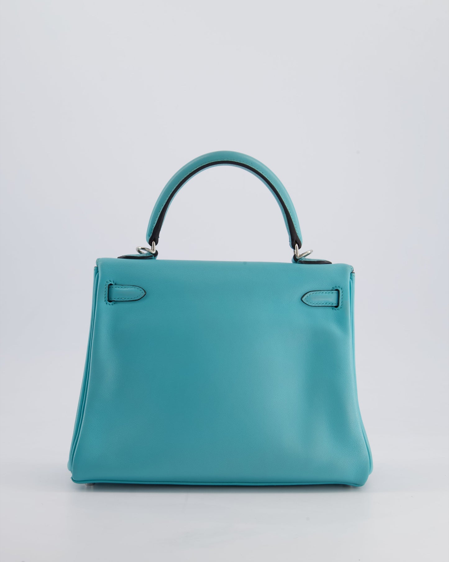 Herm�s Kelly 25 Retourne Bag in Bleu Atoll Swift Leather with Palladium Hardware