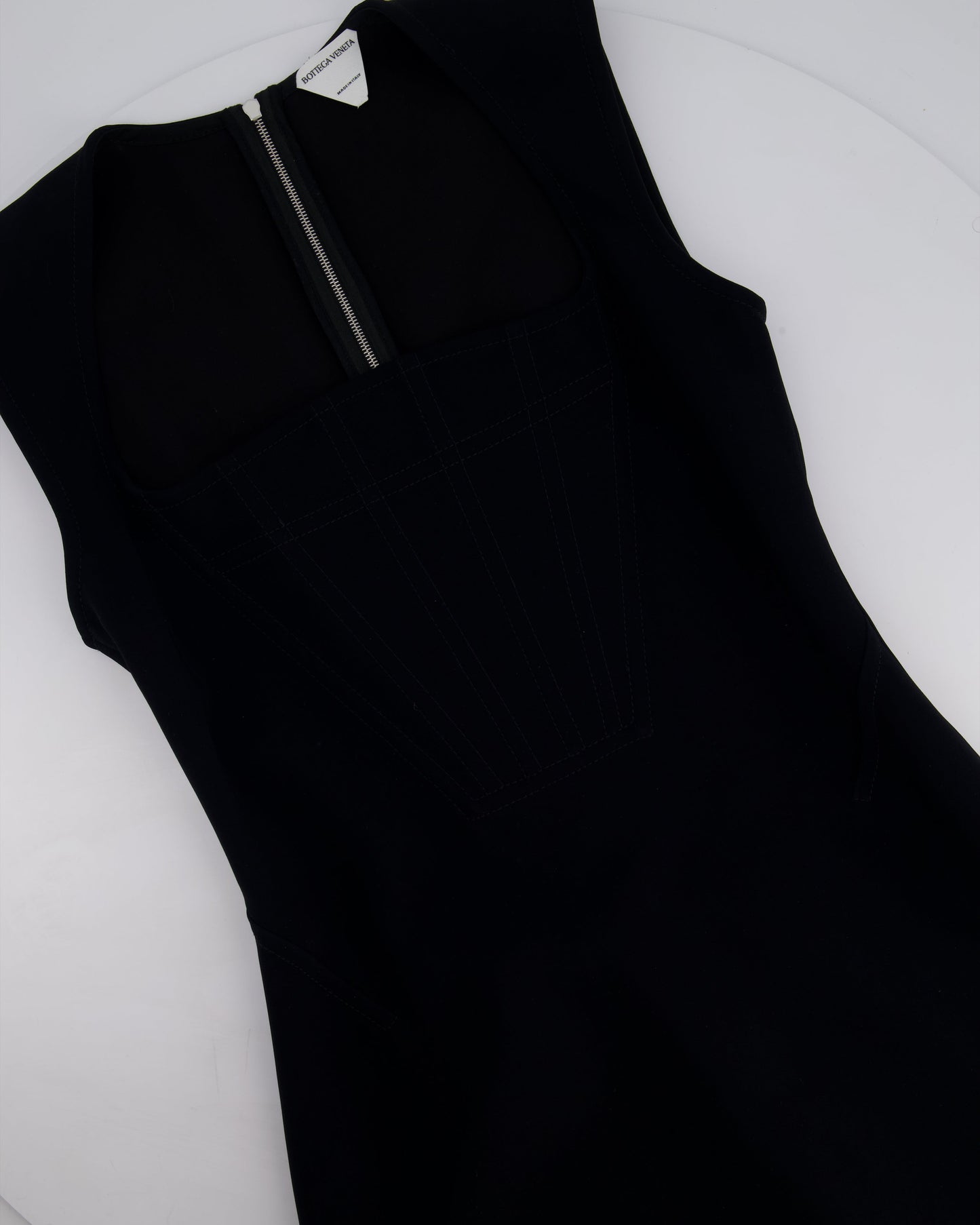 Bottega Veneta Black Sleeveless Mini Dress with Front Corset Detail Size IT 40 (UK 8)