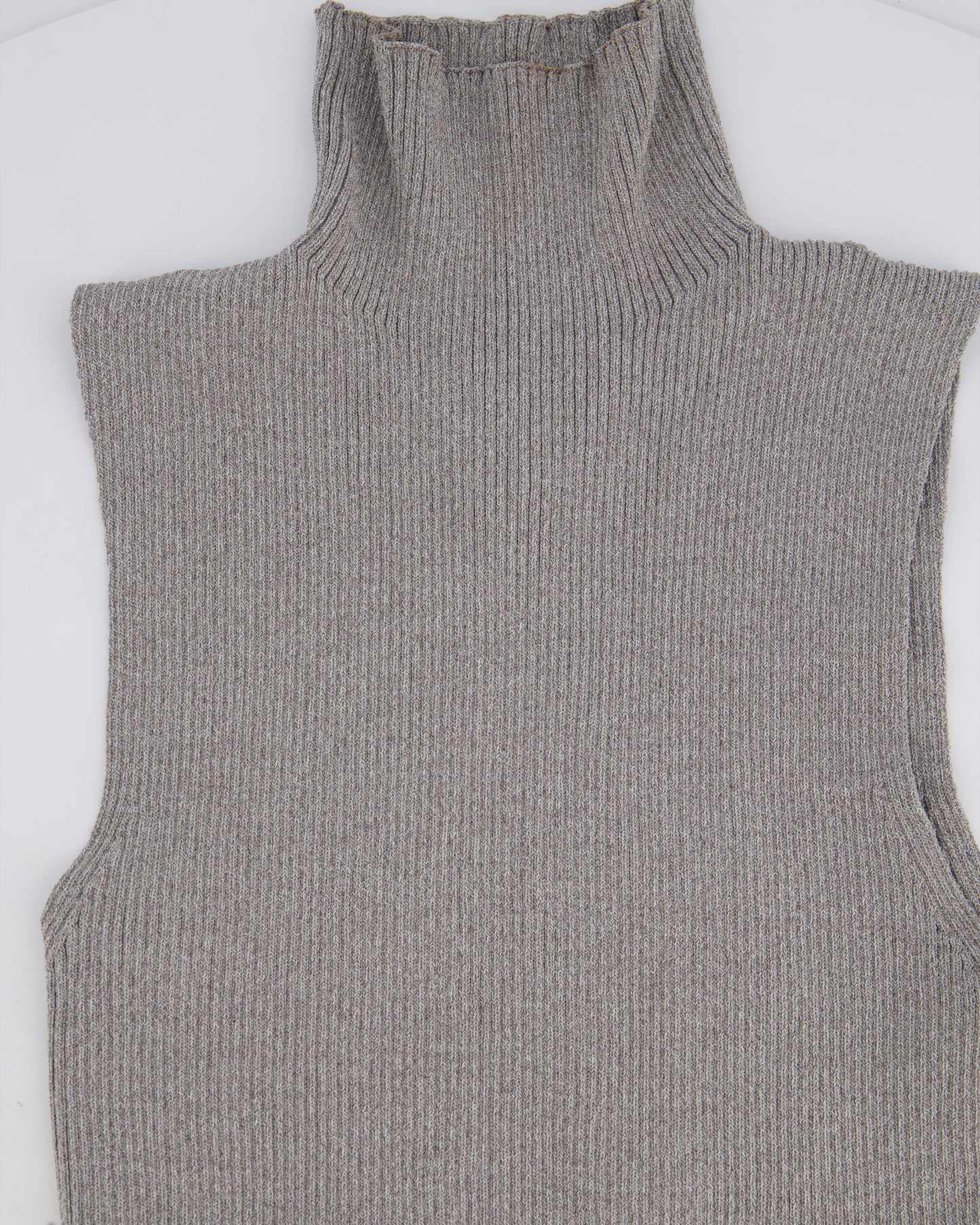 All The Ways Grey Ribbed Sleeveless High-Neck Top with Side Split Detail Size S (UK 6/8)