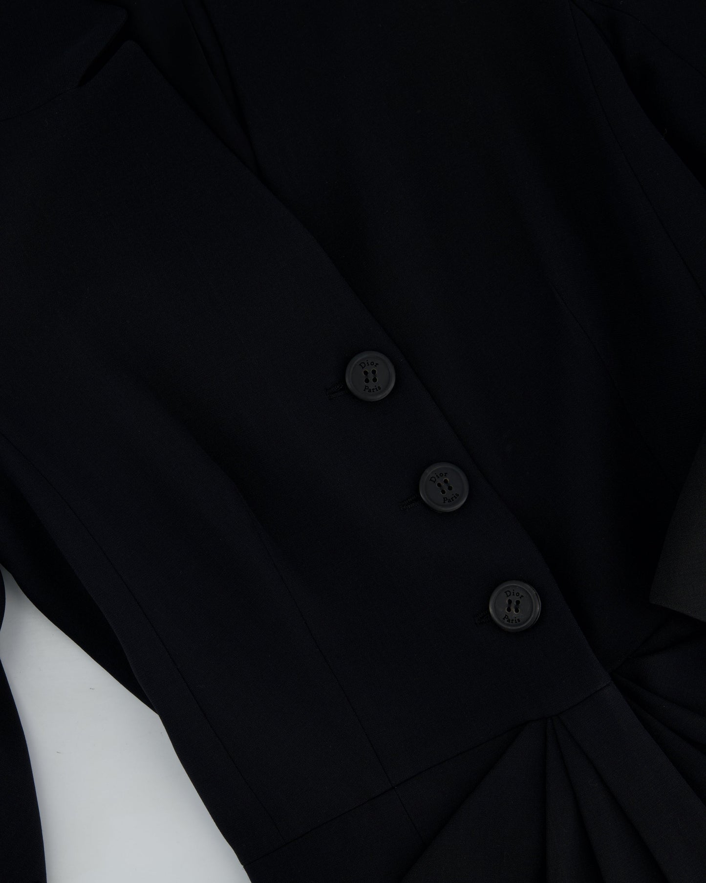 Christian Dior Black Button Down Jacket with Ruched Pocket Detail Size FR 36 (UK 8)