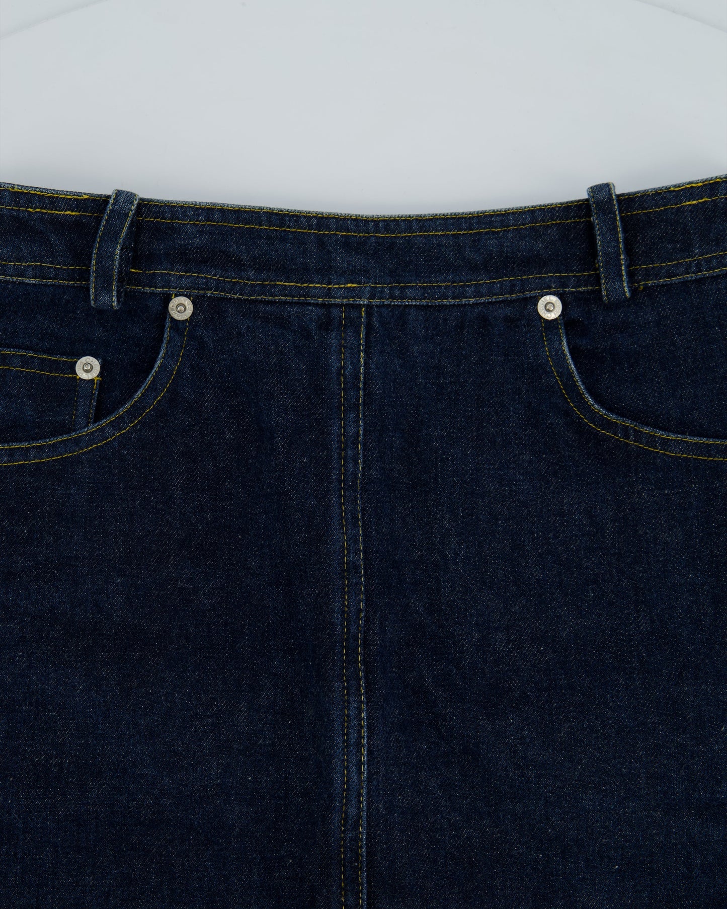 Chanel 96/P Navy Denim Mini Skirt with Patch Pocket Details Size FR 40 (UK 12)