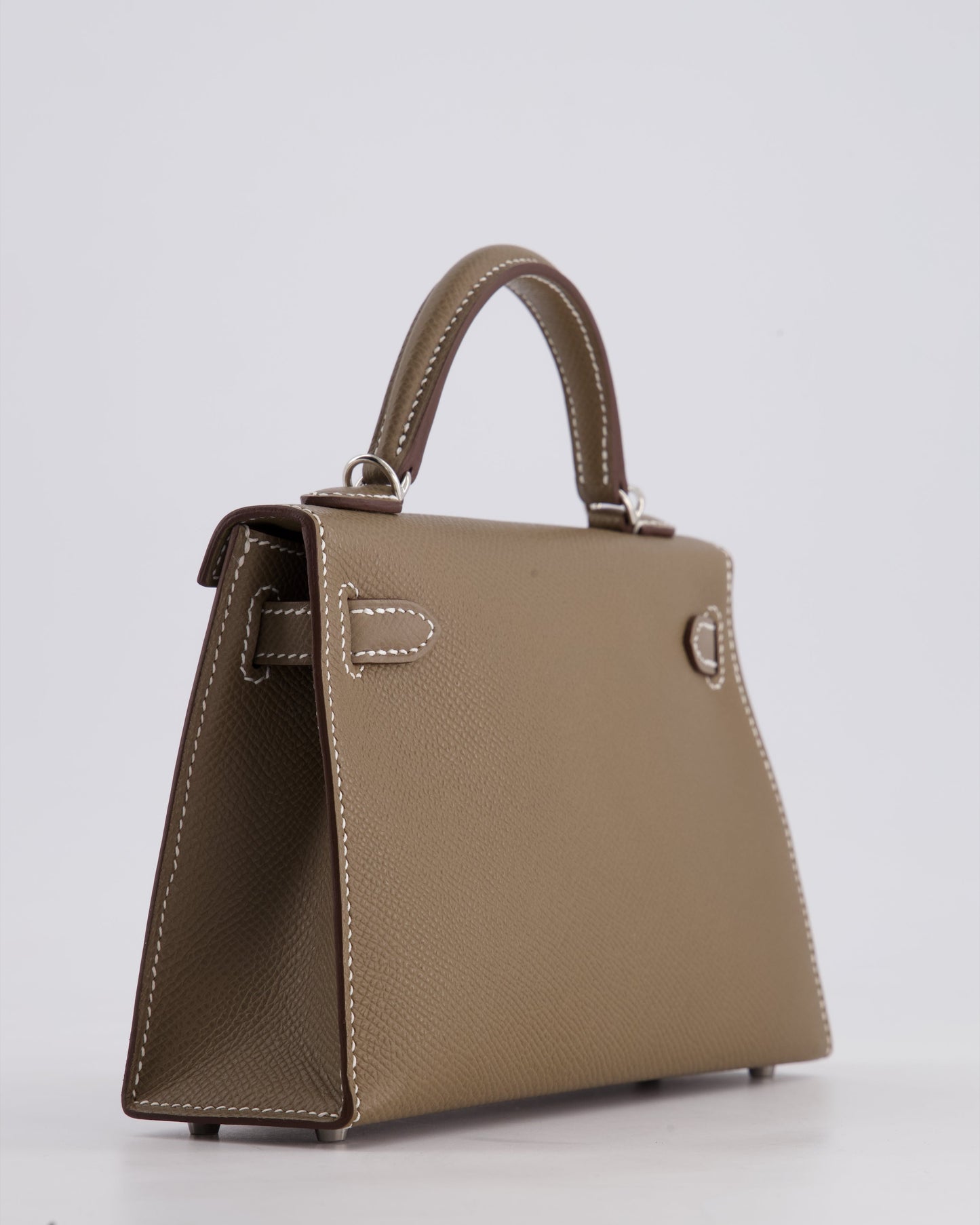 *HOT* Herm�s Mini Kelly II 20 Bag in Etoupe Epsom Leather with Palladium Hardware