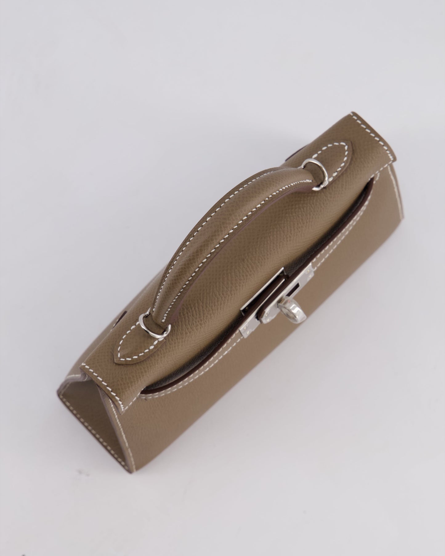 *HOT* Herm�s Mini Kelly II 20 Bag in Etoupe Epsom Leather with Palladium Hardware
