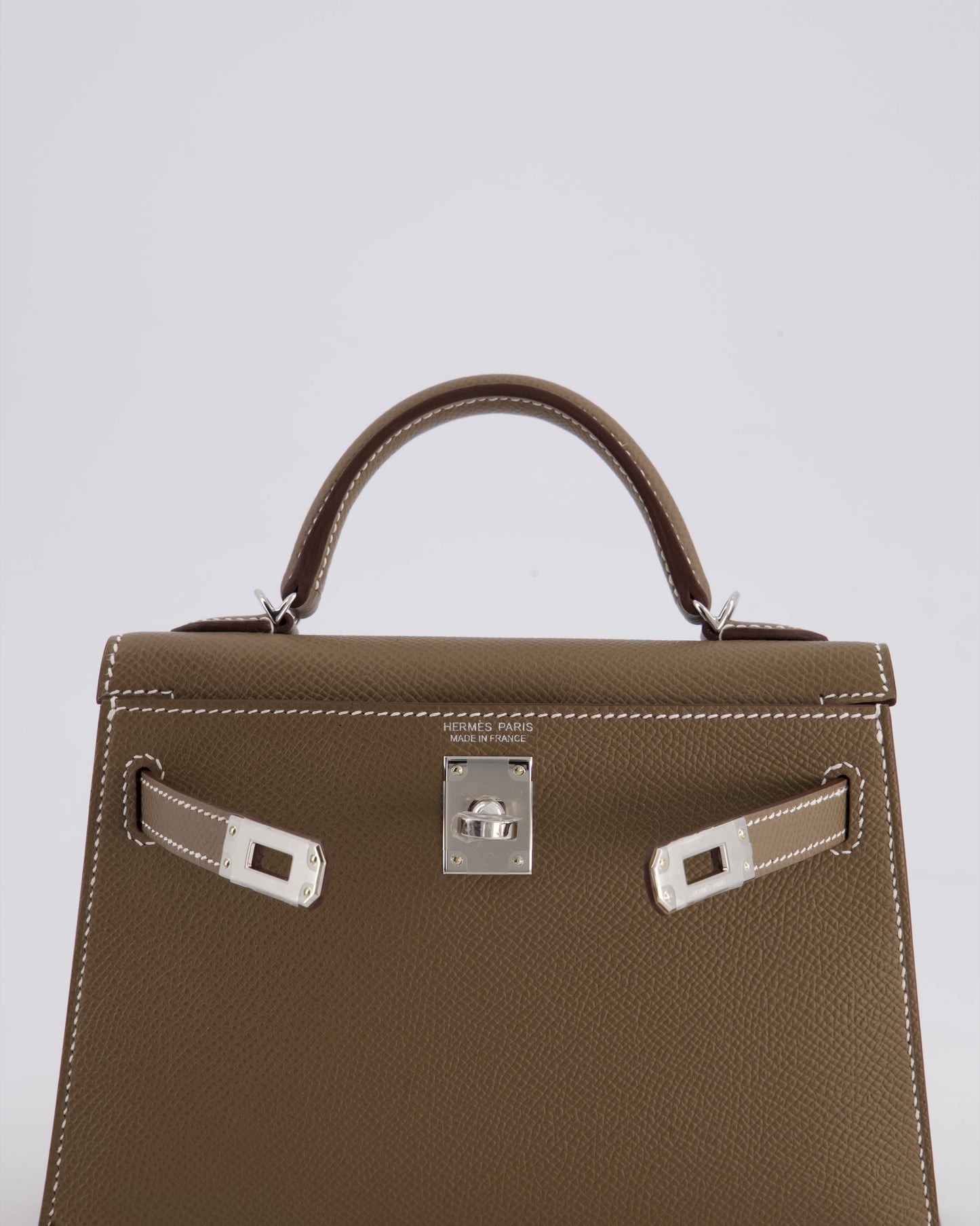*HOT* Herm�s Mini Kelly II 20 Bag in Etoupe Epsom Leather with Palladium Hardware