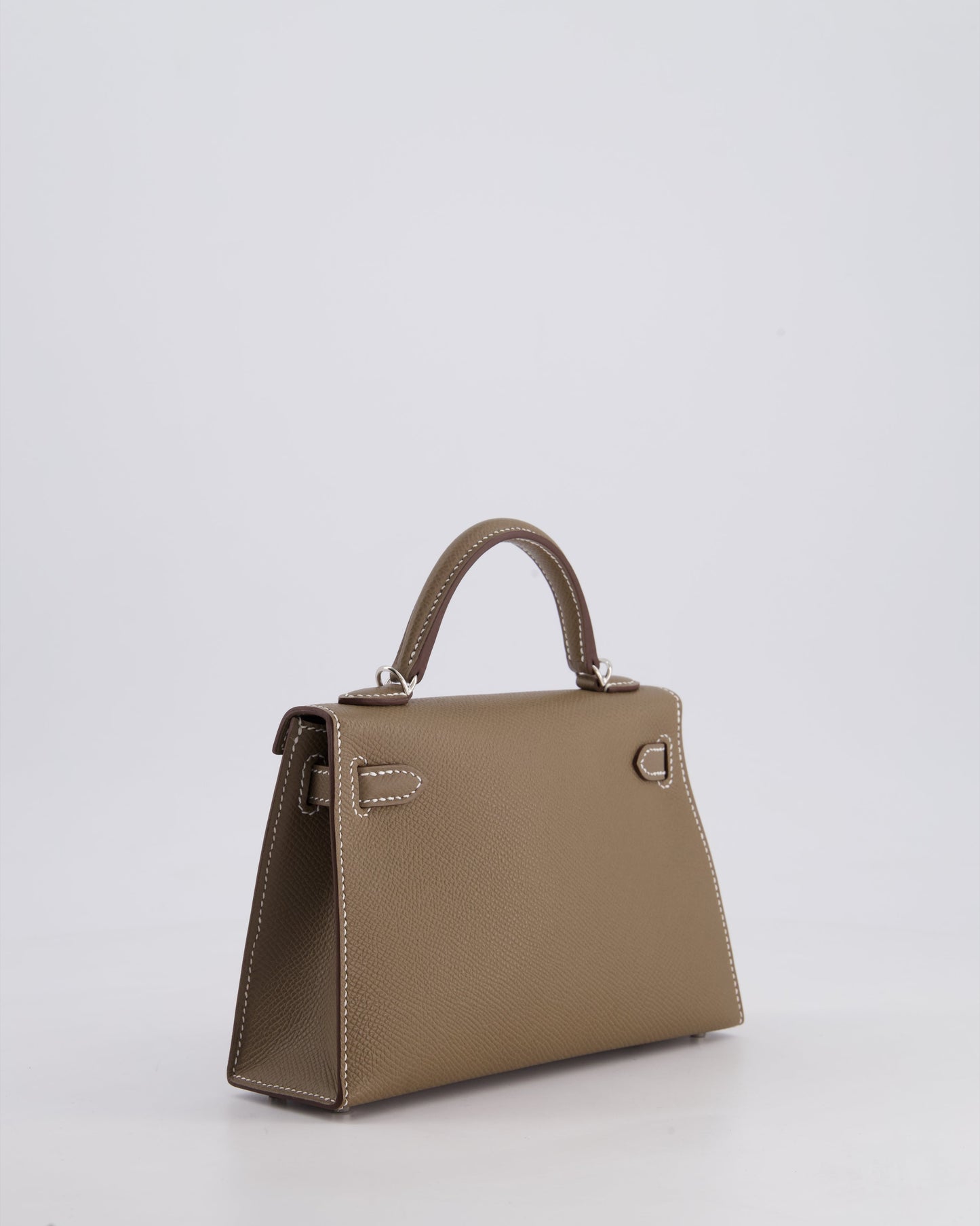 *HOT* Herm�s Mini Kelly II 20 Bag in Etoupe Epsom Leather with Palladium Hardware
