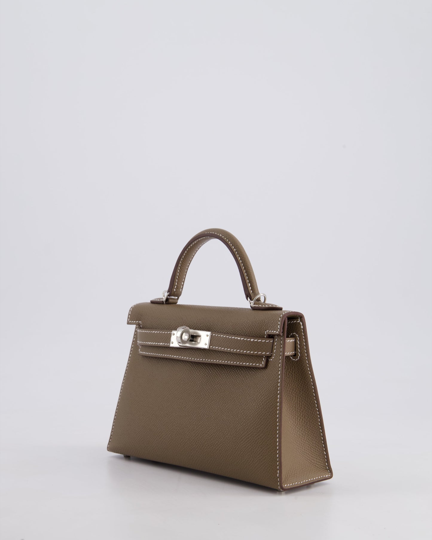 *HOT* Herm�s Mini Kelly II 20 Bag in Etoupe Epsom Leather with Palladium Hardware