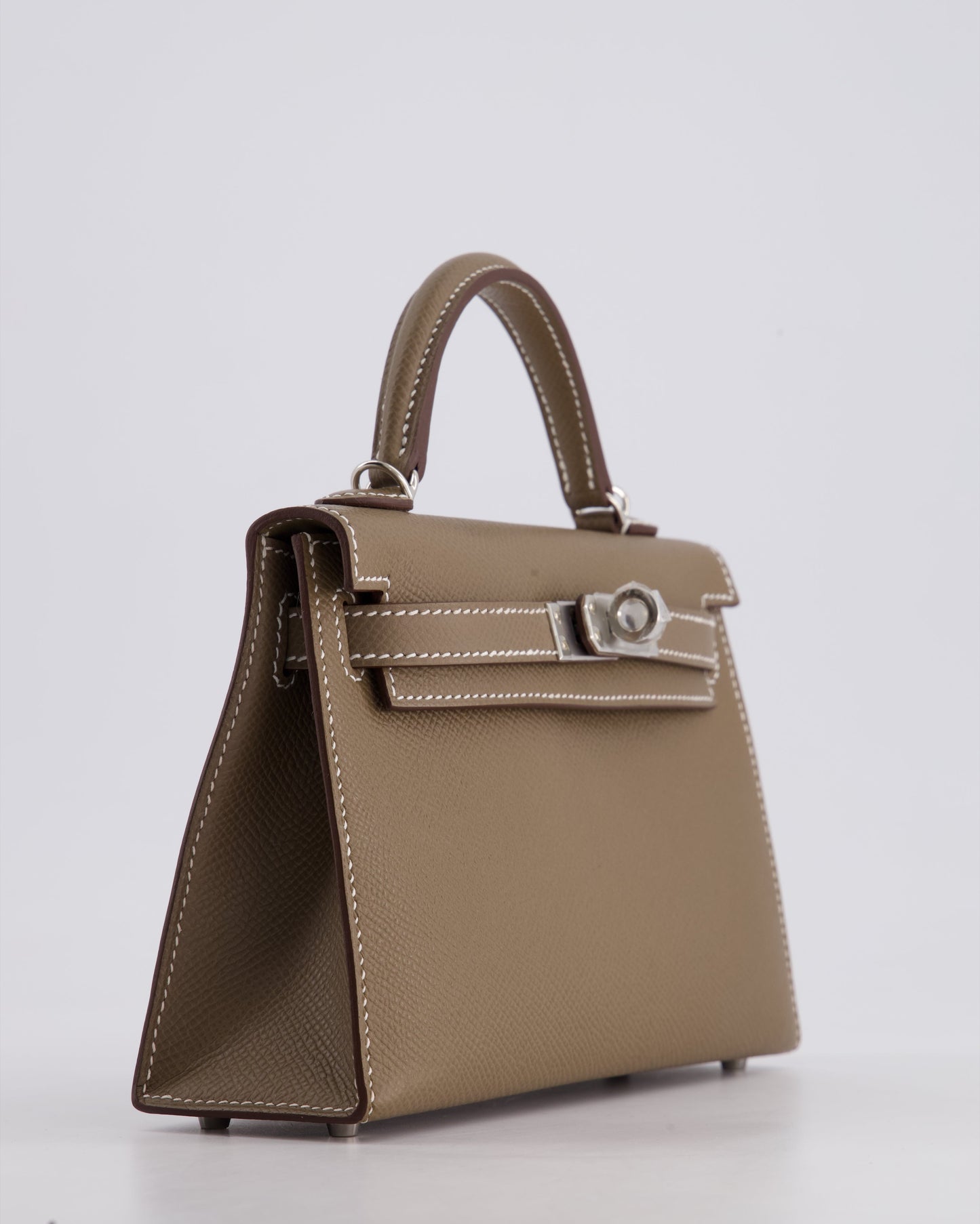 *HOT* Herm�s Mini Kelly II 20 Bag in Etoupe Epsom Leather with Palladium Hardware