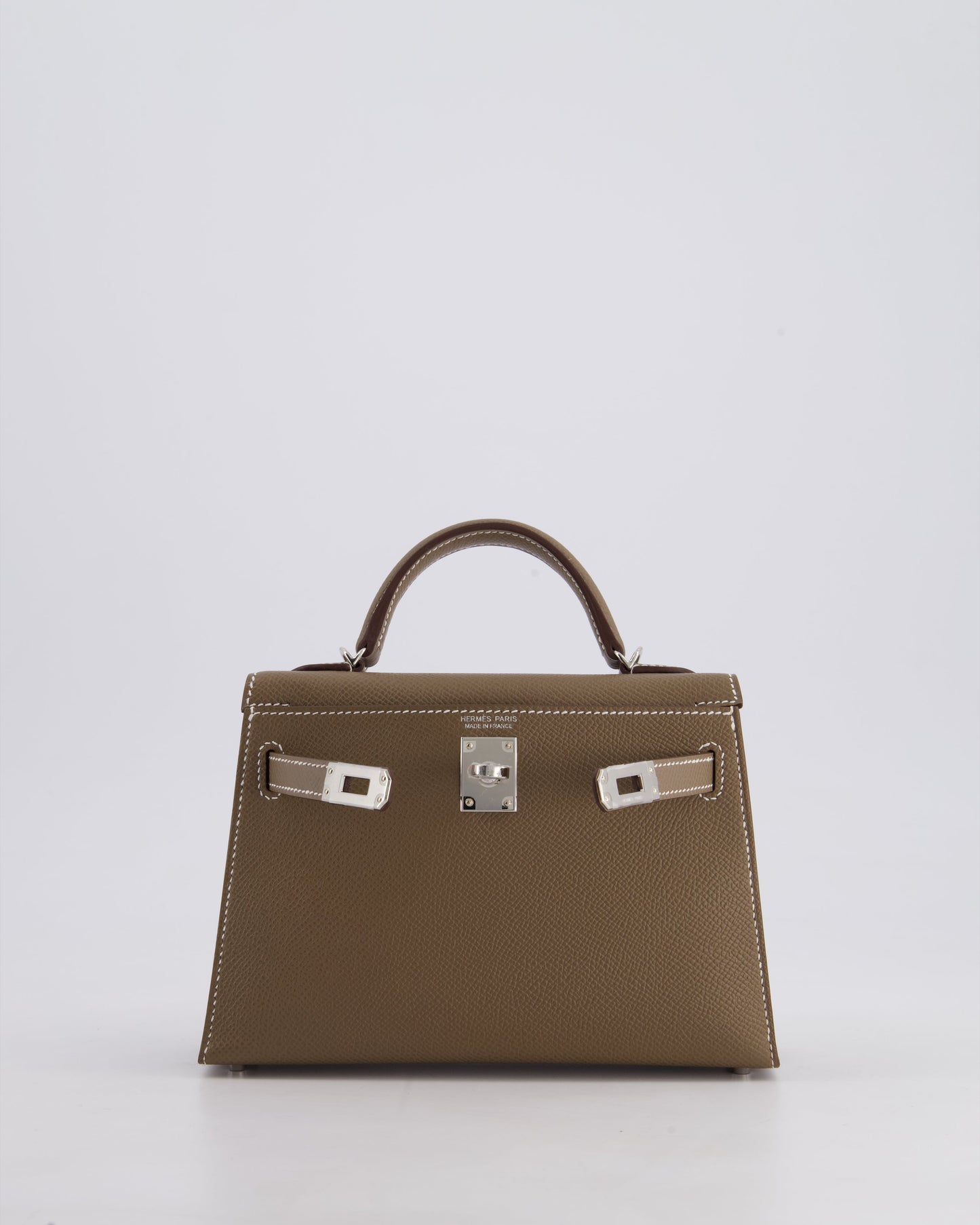 *HOT* Herm�s Mini Kelly II 20 Bag in Etoupe Epsom Leather with Palladium Hardware