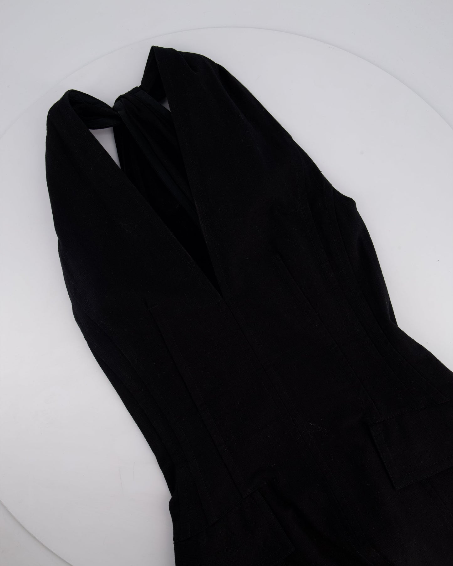 Bottega Veneta Black Sleeveless Cotton Midi Dress with Twist Back and Pocket Detail Size IT 40 (UK 8)
