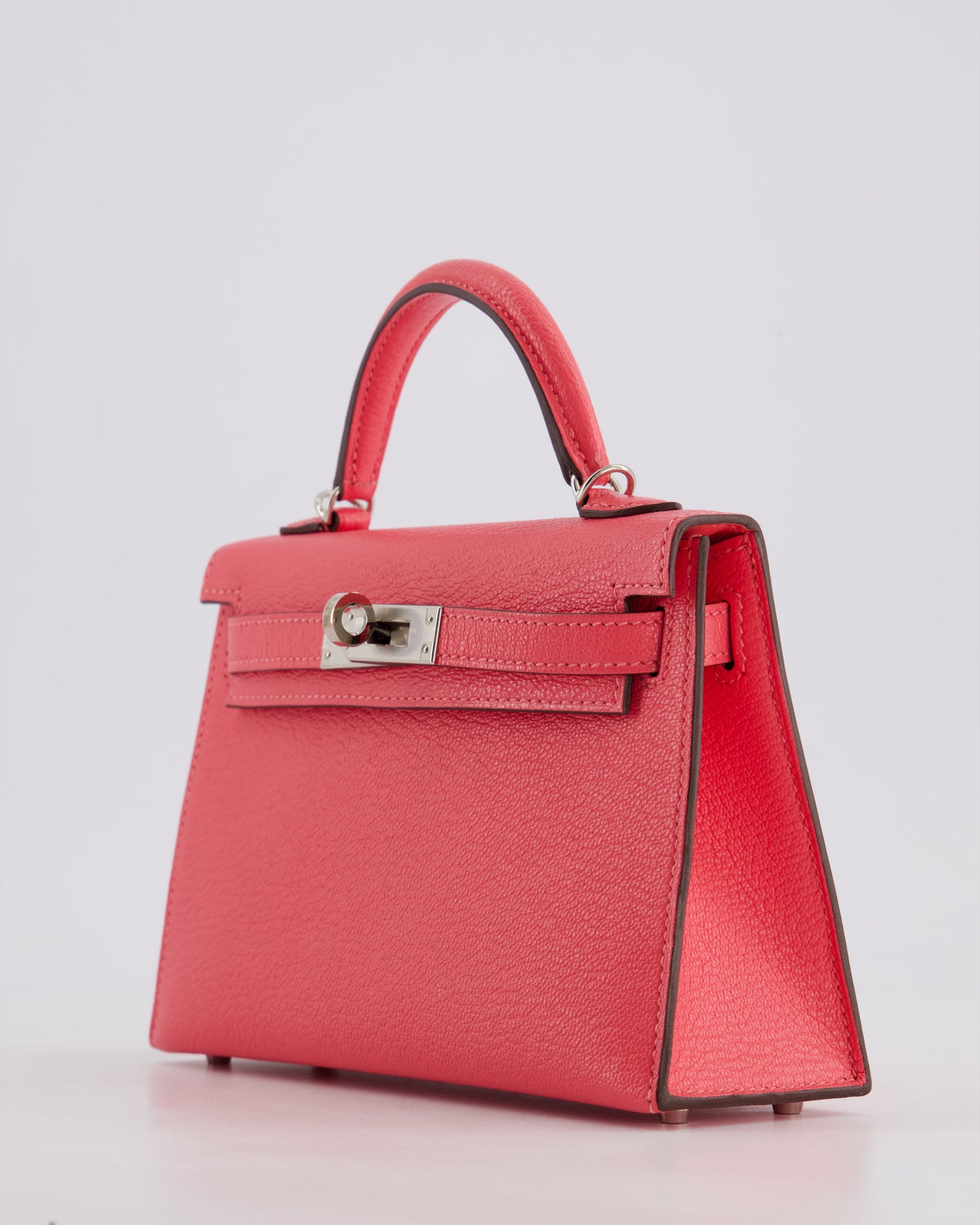 *HOT* Herm�s Mini Kelly II 20 Bag in Rose Lipstick Chevre Mysore Leather with Palladium Hardware