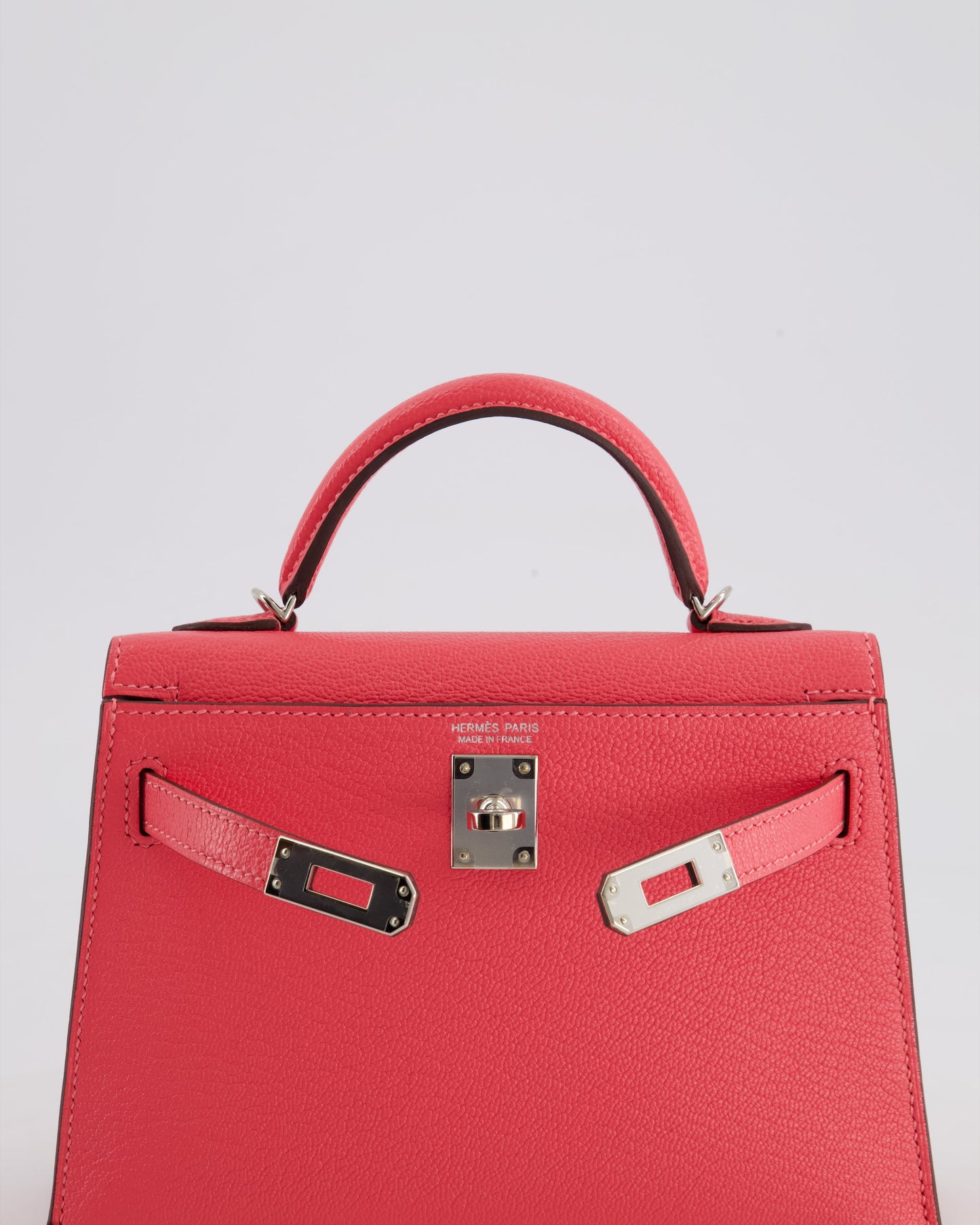 *HOT* Herm�s Mini Kelly II 20 Bag in Rose Lipstick Chevre Mysore Leather with Palladium Hardware