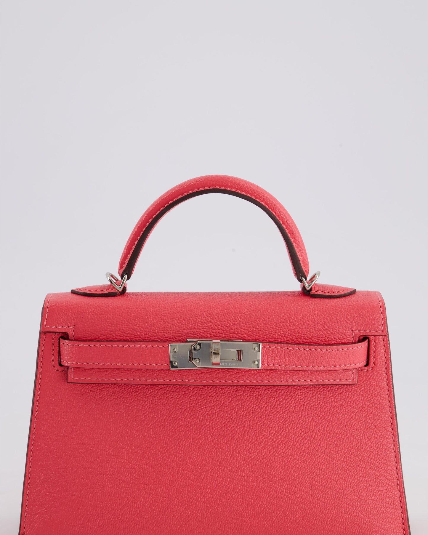 *HOT* Herm�s Mini Kelly II 20 Bag in Rose Lipstick Chevre Mysore Leather with Palladium Hardware
