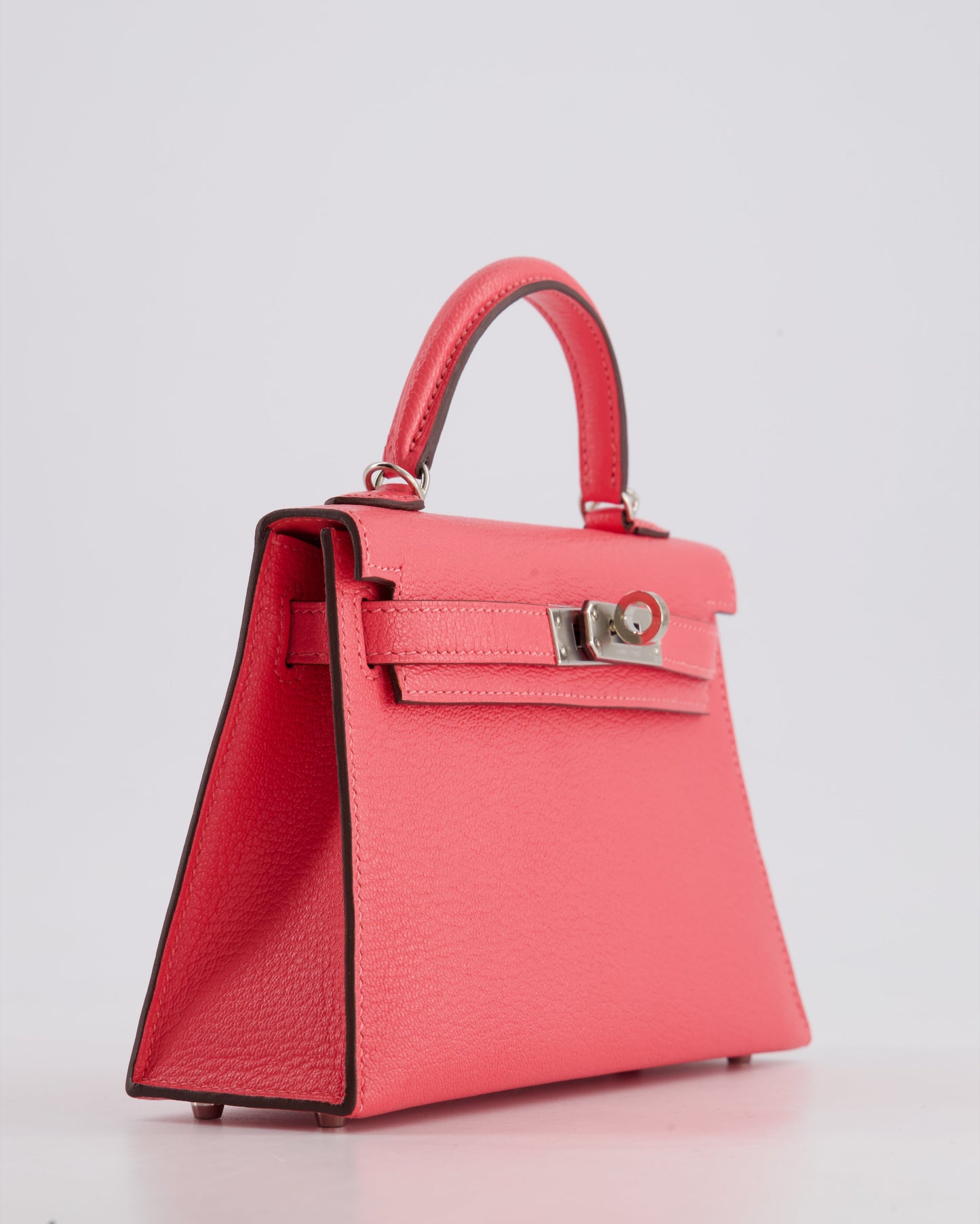 *HOT* Herm�s Mini Kelly II 20 Bag in Rose Lipstick Chevre Mysore Leather with Palladium Hardware