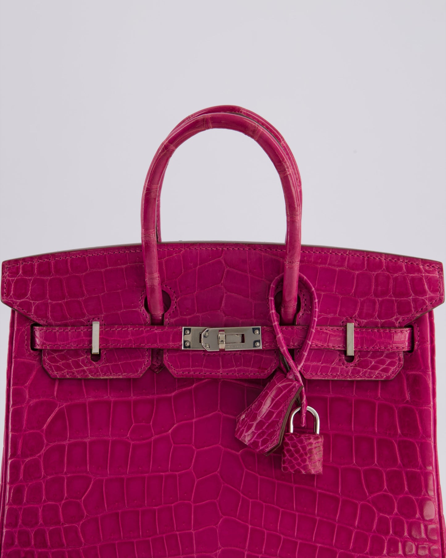 *RARE* Herm�s Birkin 25 Retourne Bag in Rose Scheherazade Niloticus Porosus with Palladium Hardware