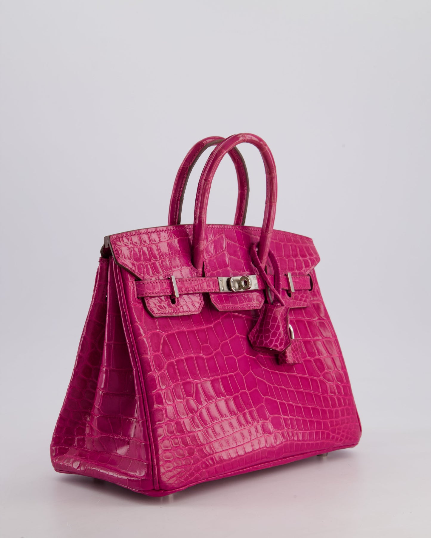 *RARE* Herm�s Birkin 25 Retourne Bag in Rose Scheherazade Niloticus Porosus with Palladium Hardware
