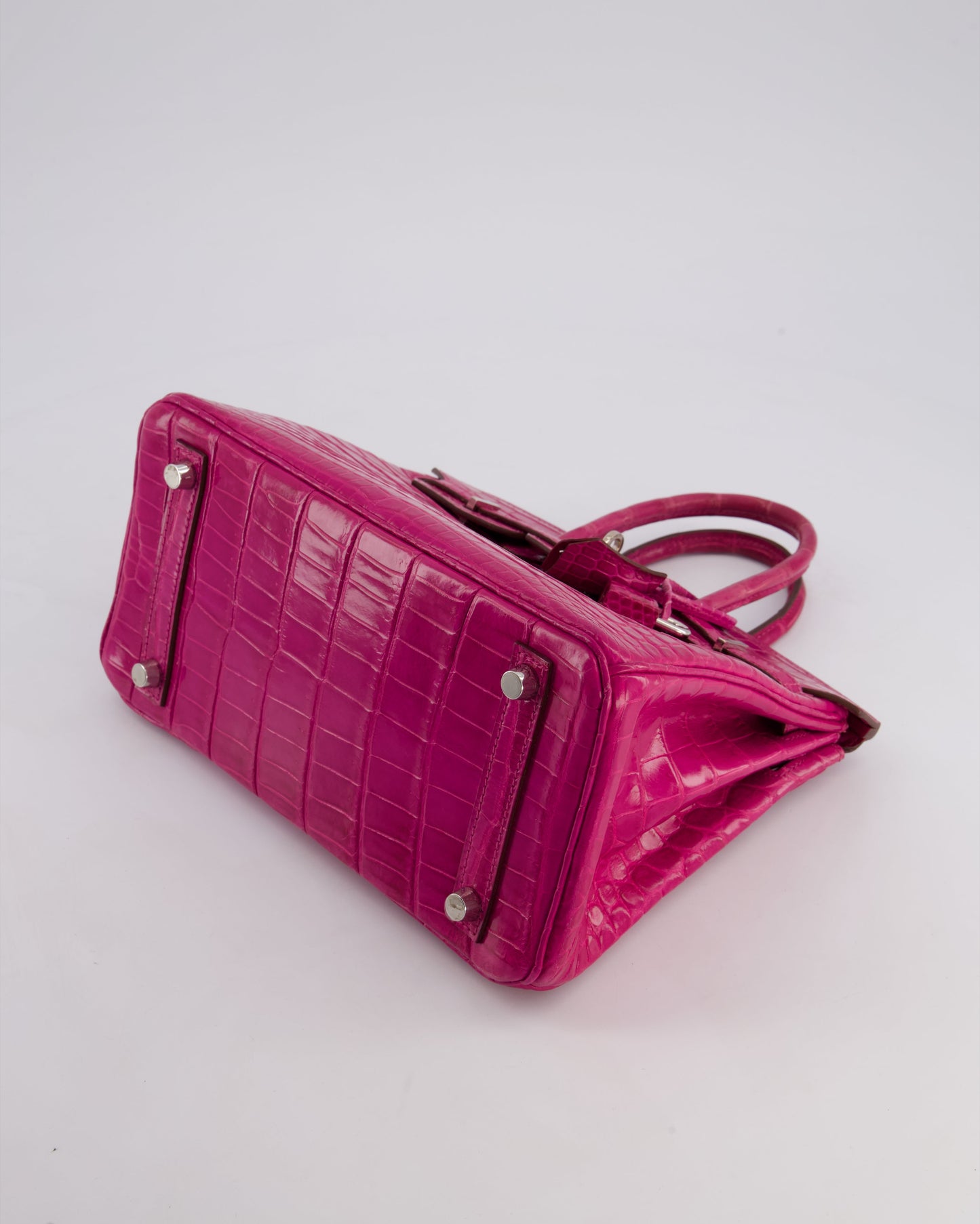 *RARE* Herm�s Birkin 25 Retourne Bag in Rose Scheherazade Niloticus Porosus with Palladium Hardware