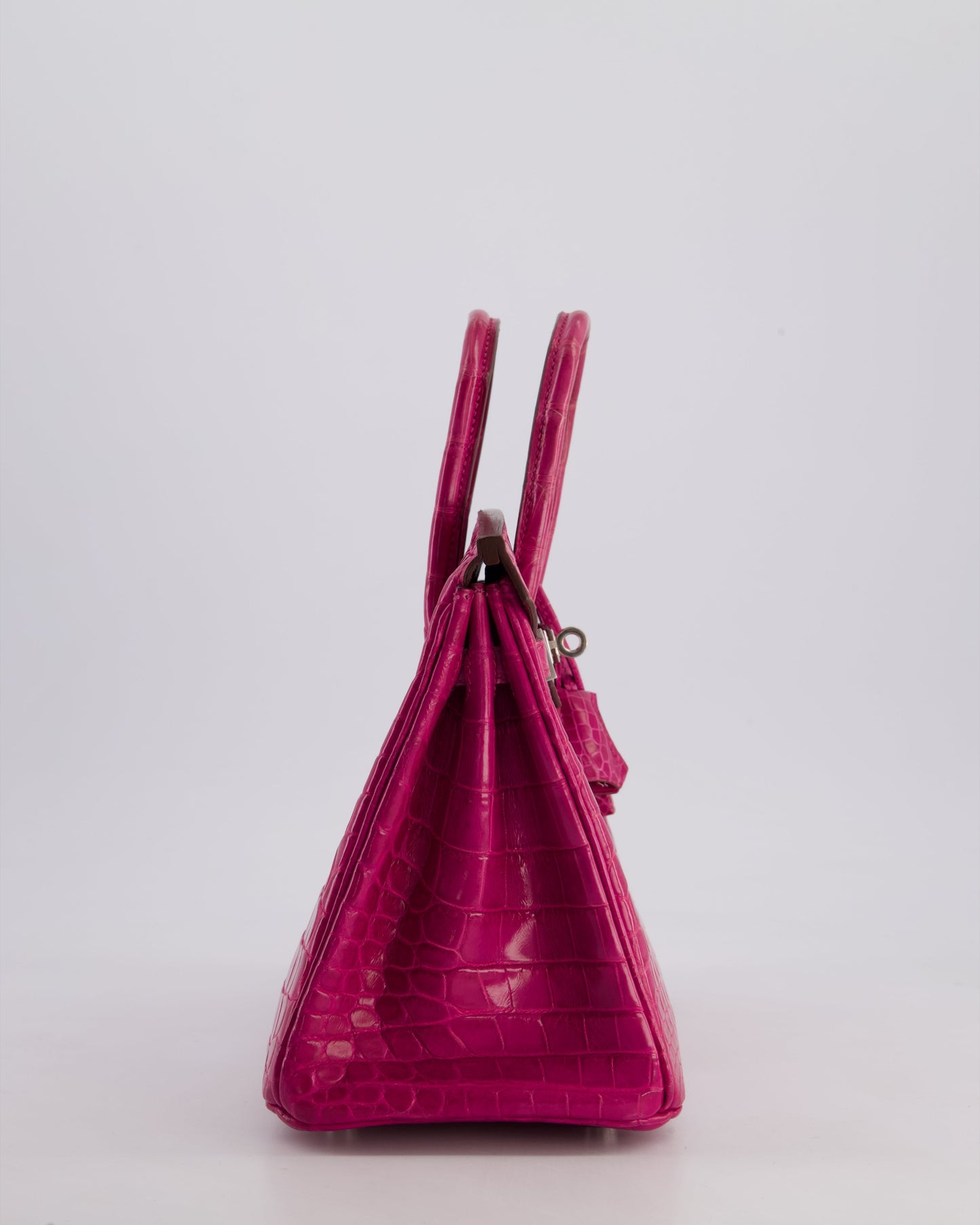*RARE* Herm�s Birkin 25 Retourne Bag in Rose Scheherazade Niloticus Porosus with Palladium Hardware