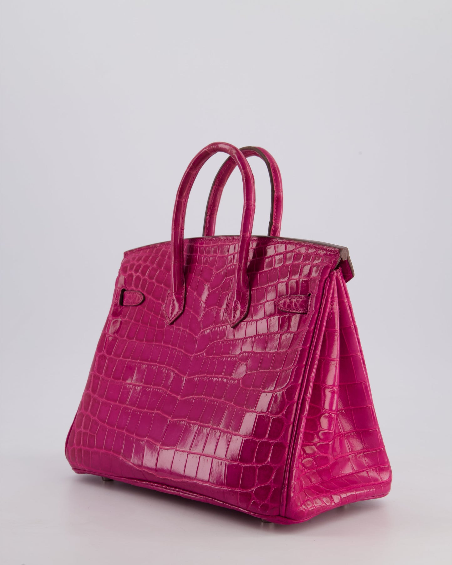 *RARE* Herm�s Birkin 25 Retourne Bag in Rose Scheherazade Niloticus Porosus with Palladium Hardware